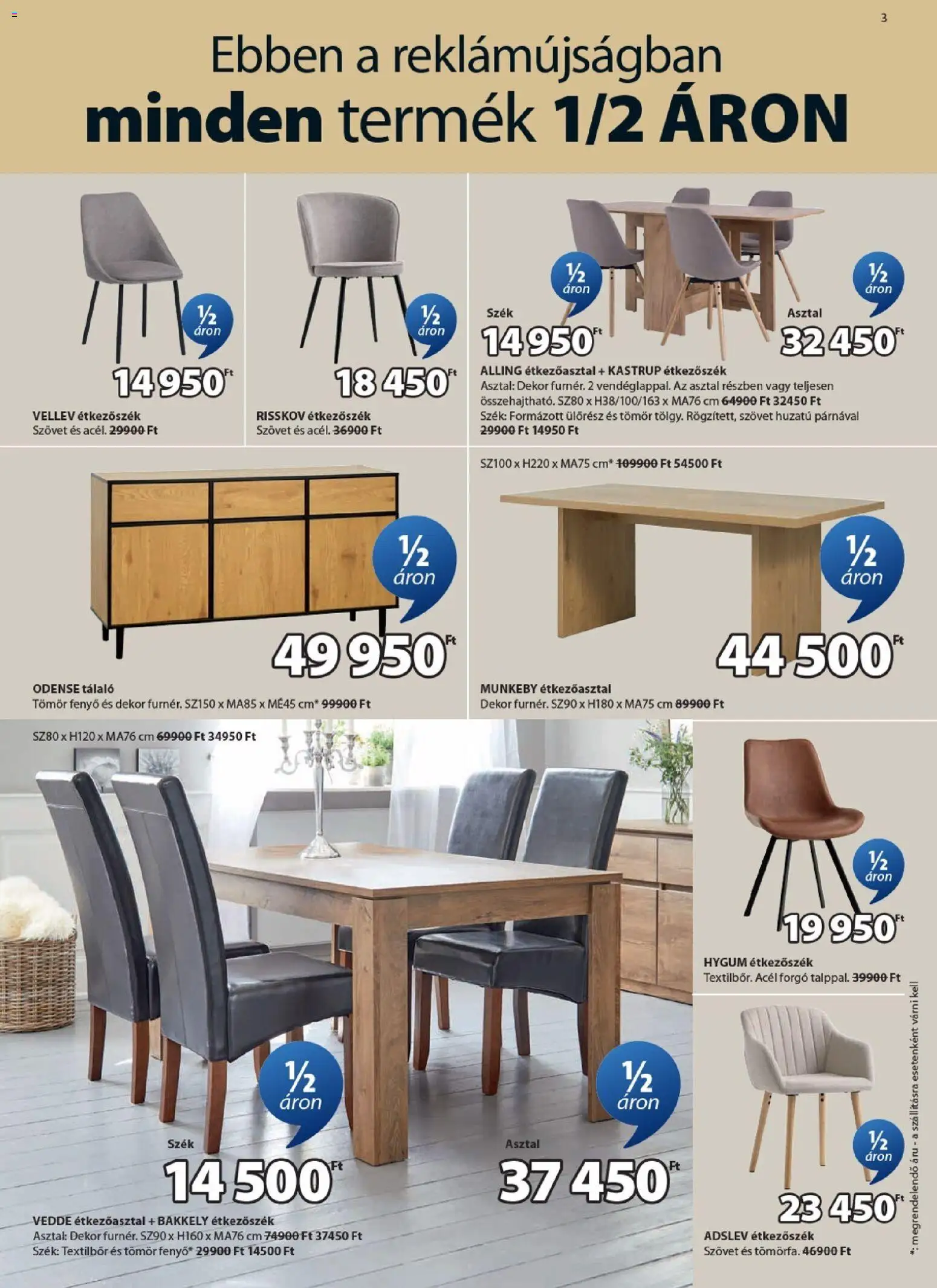 JYSK akciós ujság - amely érvényes a következő dátumtól: 25.02.2026 | Oldal: 3 | Termékek: Étkezőasztal, Asztal, Szék, Étkezőszék