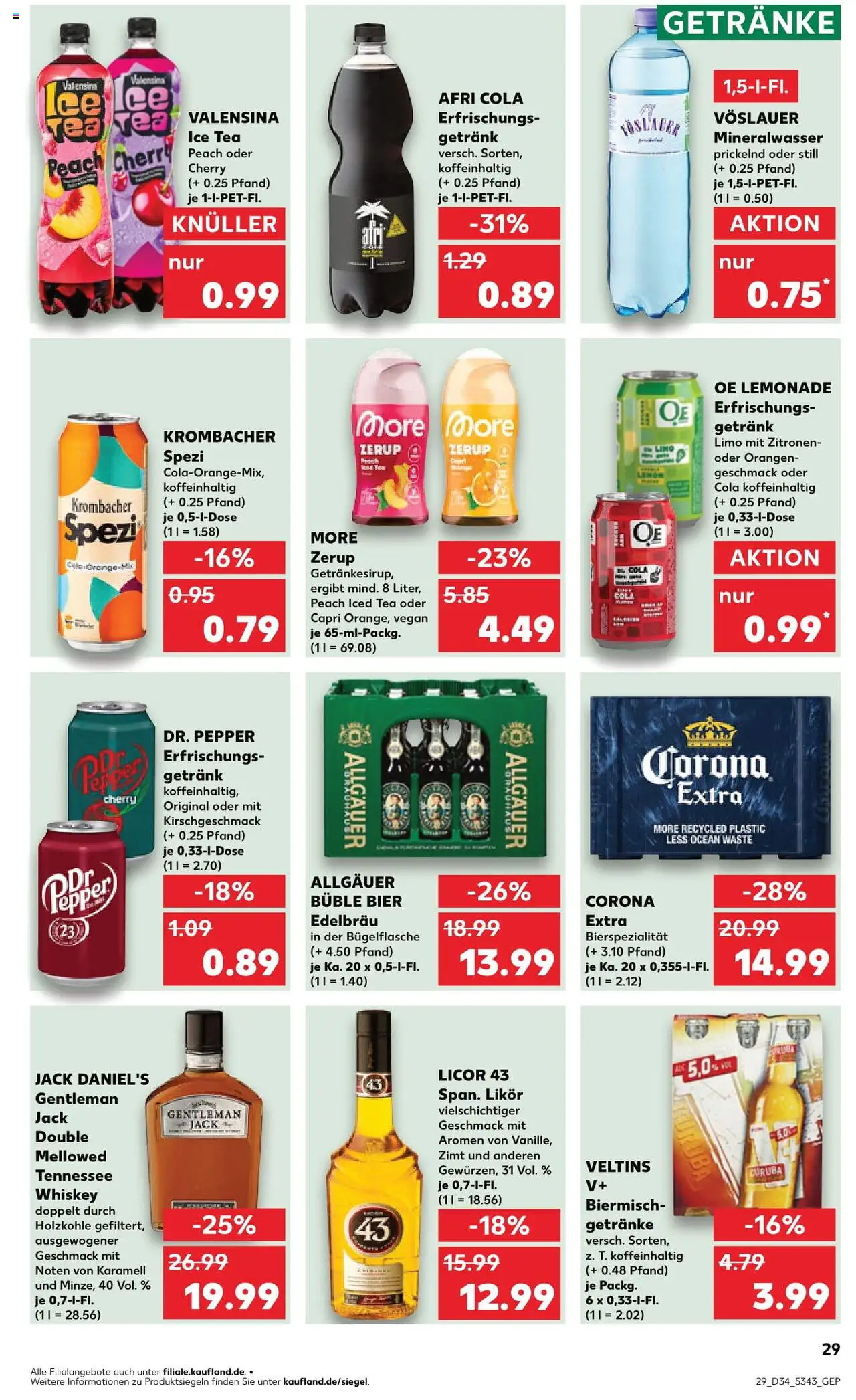 Kaufland Prospekt 	 - gültig ab dem 21.08.2025 | Seite: 29 | Produkte: Orangen, Jack Daniel's, Veltins, Zitronen