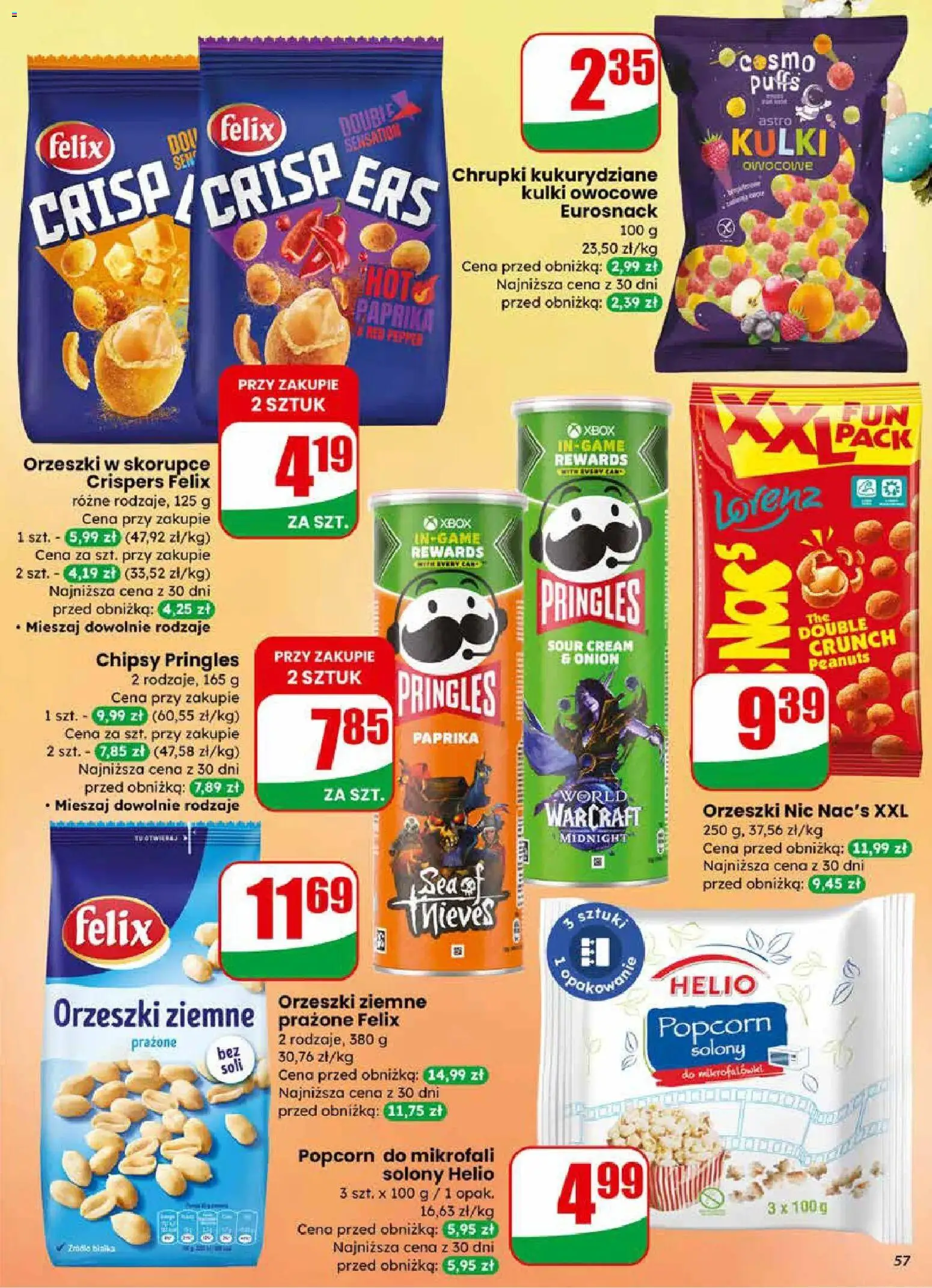 Dino gazetka od 01.04.2026 | Strona: 57 | Produkty: Chipsy, Orzeszki ziemne, Popcorn, Pringles