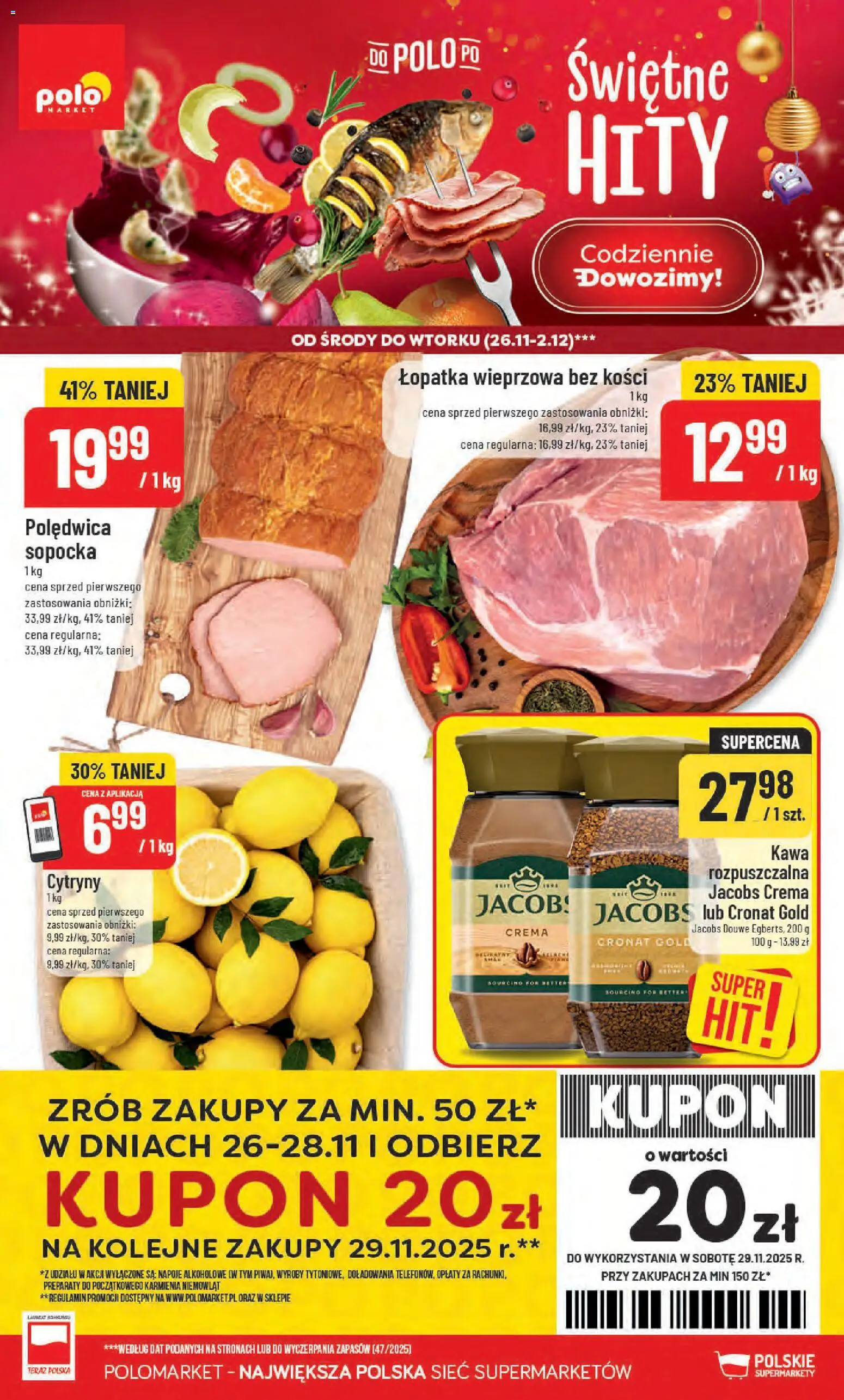 POLOmarket Black Friday od 26.11.2025 | Strona: 1 | Produkty: Napoje, Cytryny, Łopatka wieprzowa, Kawa