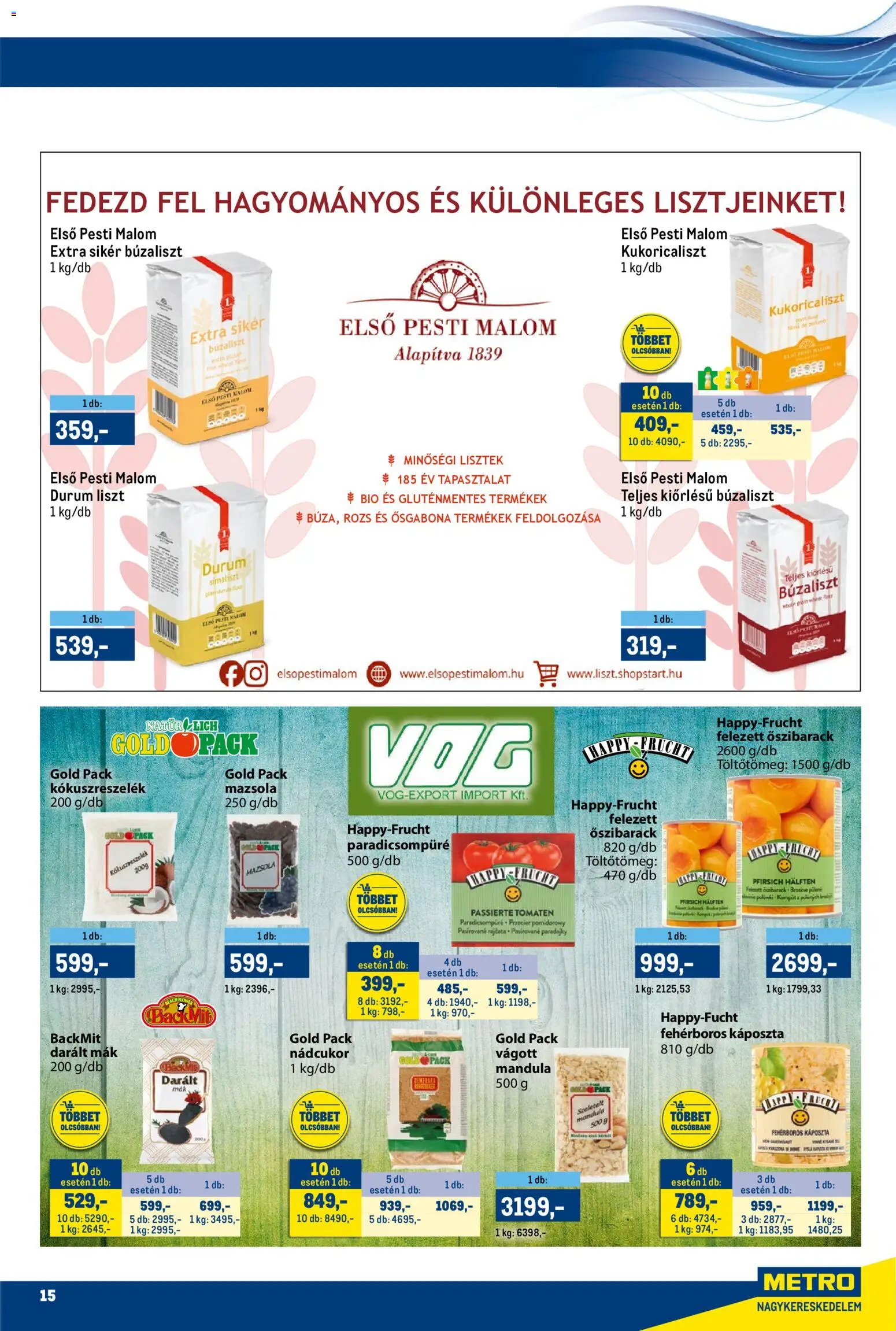 Metro akciós ujság - amely érvényes a következő dátumtól: 01.12.2025 | Oldal: 15 | Termékek: Őszibarack, Kukoricaliszt, Mazsola, Mák