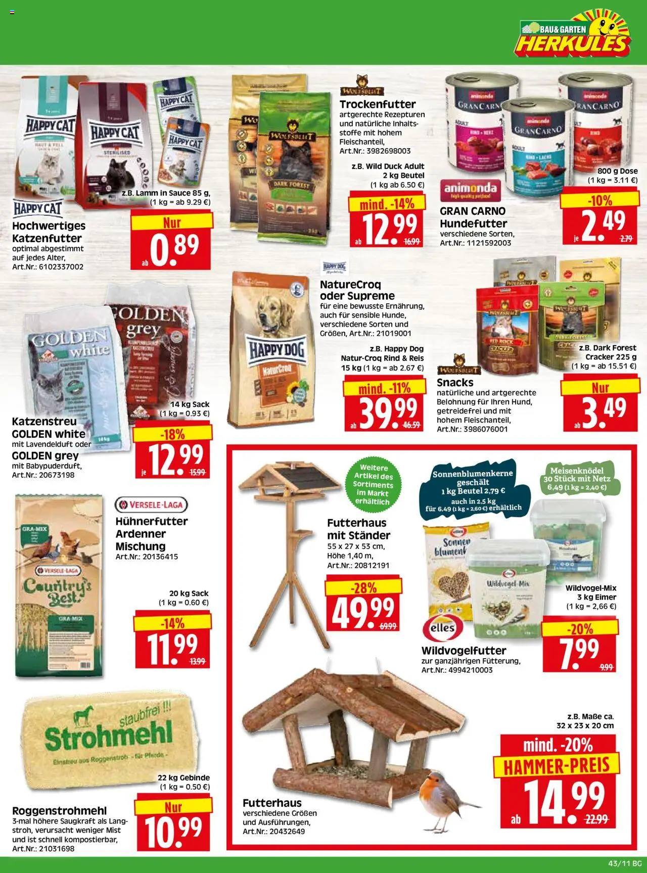 HERKULES Bau & Garten – gültig ab 20.10.2025 | Seite: 11 | Produkte: Katzenfutter, Blumen, Rock, Reis