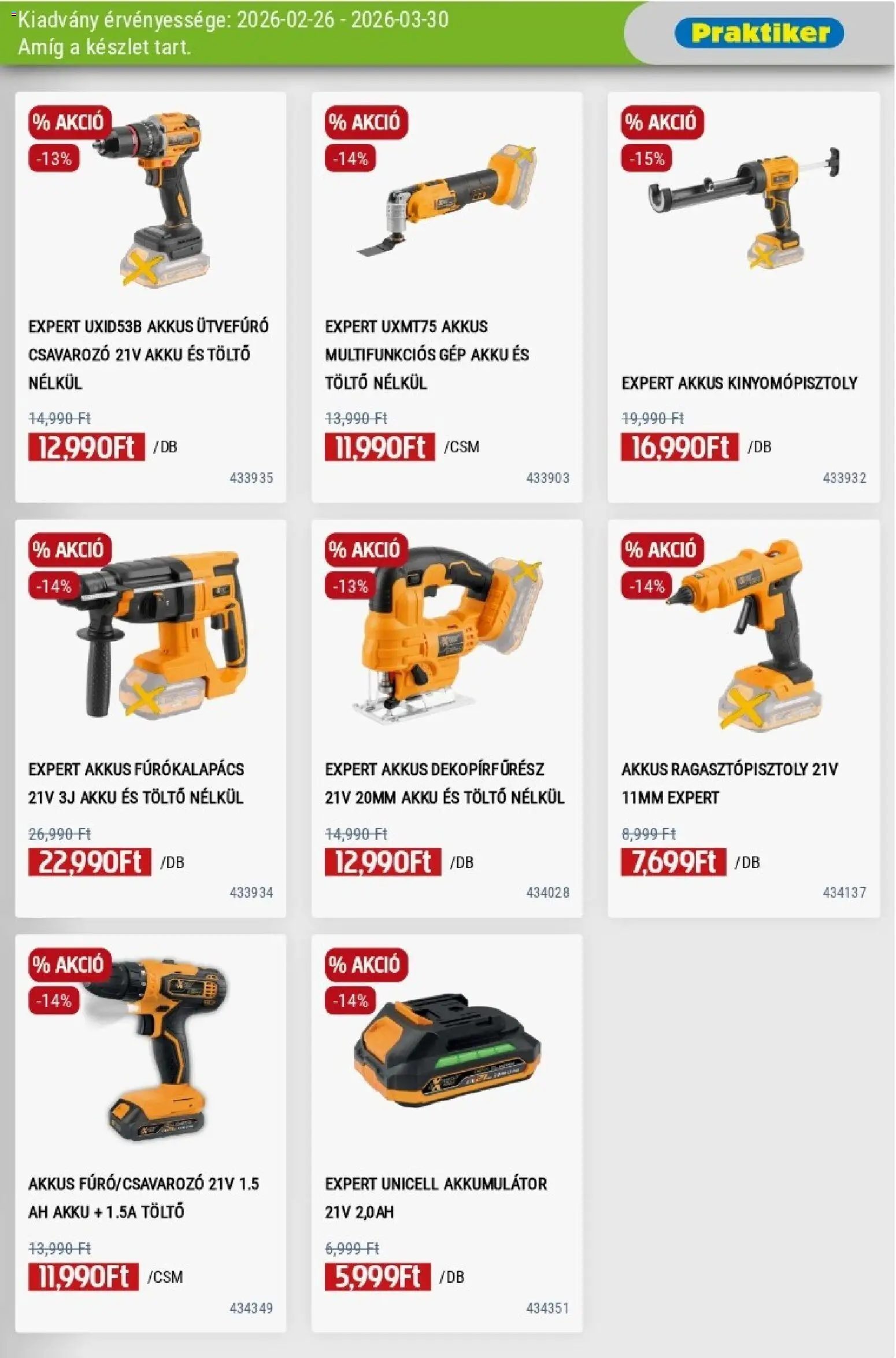Praktiker akciós ujság - amely érvényes a következő dátumtól: 26.02.2026 | Oldal: 23 | Termékek: Ütvefúró, Dekopírfűrész, Akkumulátor, Csavarozó