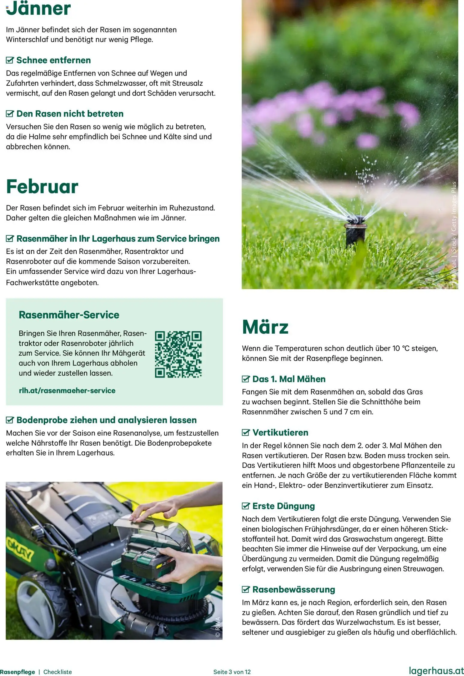 Lagerhaus  Checkliste Rasenpflege gültig ab 01.01.2025 | Seite: 3 | Produkte: Rasenmäher