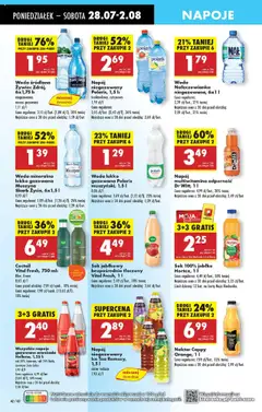 Biedronka gazetka od 28.07.2025 | Strona: 60 | Produkty: Sok jabłkowy, Napoje, Woda źródlana, Muszyna Woda