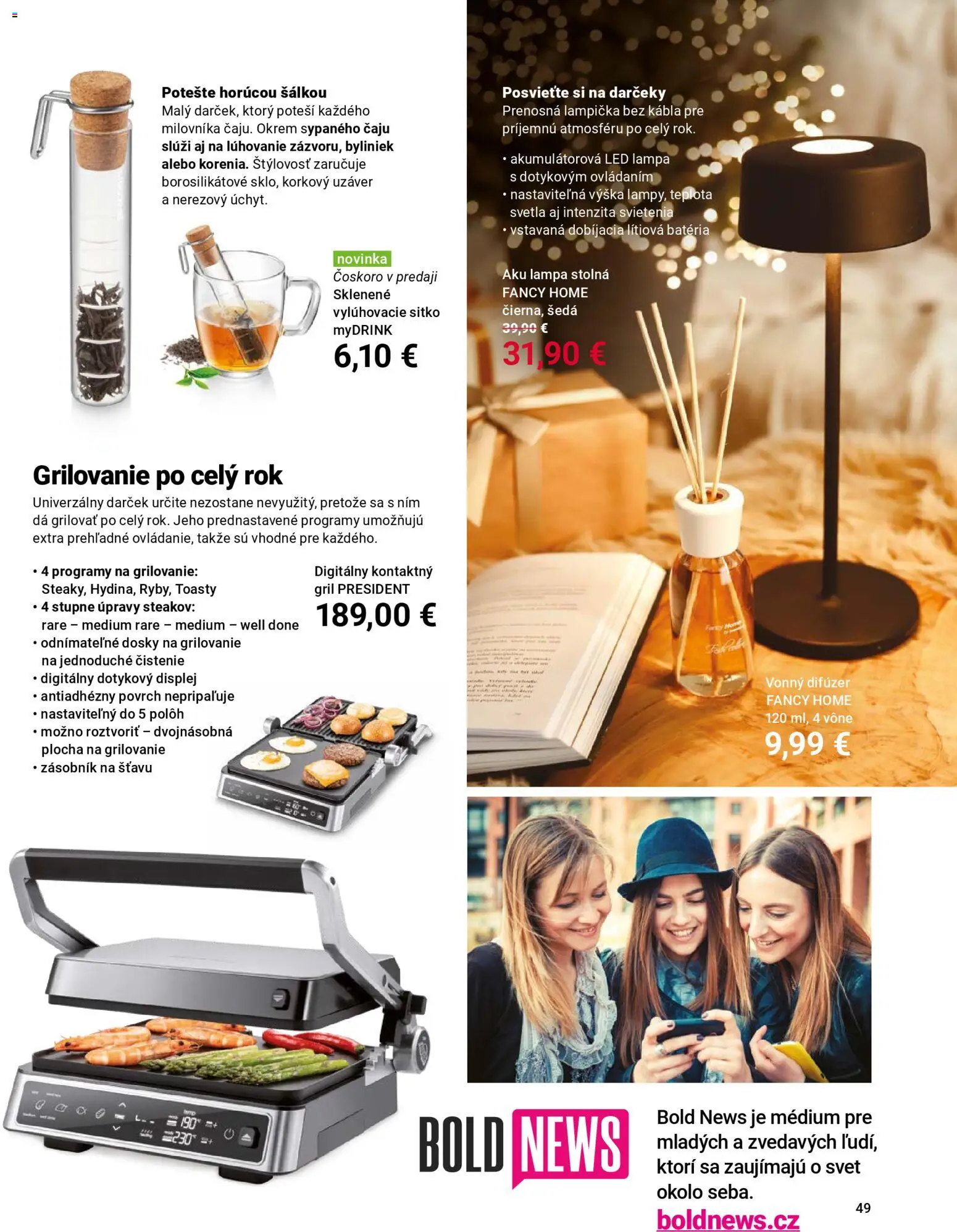 Nové TESCOMA akcie – leták je platný od 01.11.2025 | Strana: 49 | Produkty: Gril, Difúzer, Lampa, Led lampa