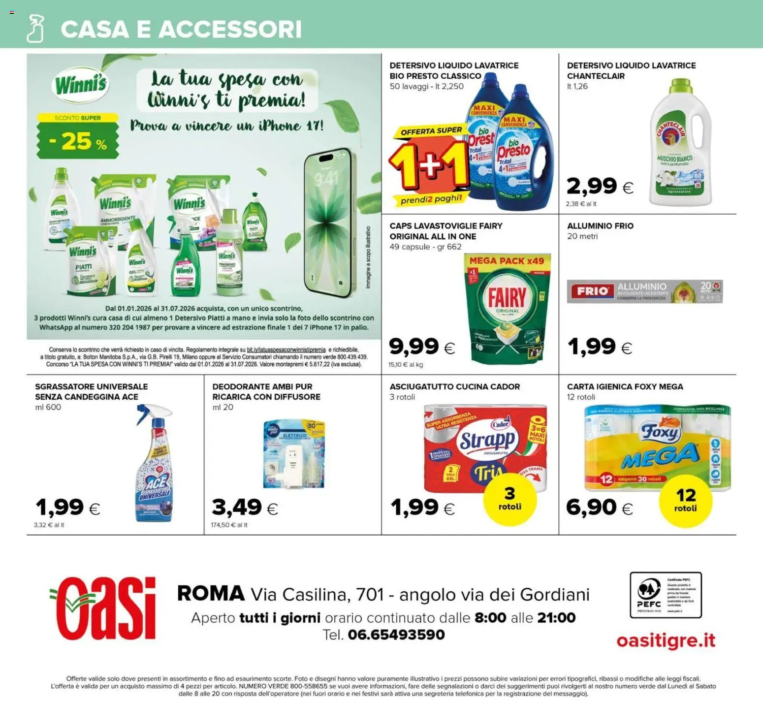 Volantino Oasi del 15.01.2026 | Pagina: 24 | Prodotti: Deodorante, Lavatrice, Lavastoviglie, Asciugatutto