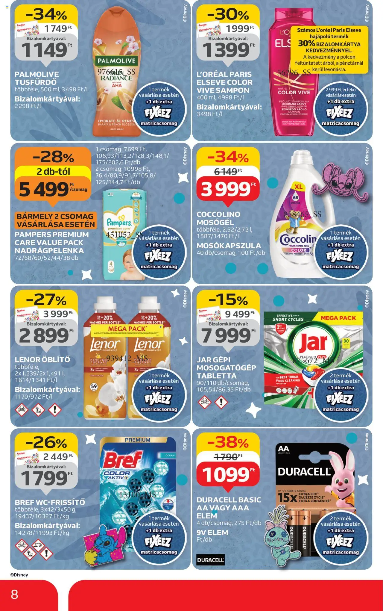 Auchan akciós ujság - amely érvényes a következő dátumtól: 07.08.2025 | Oldal: 8 | Termékek: Body, Mosogatógép, Mosógél, Sampon