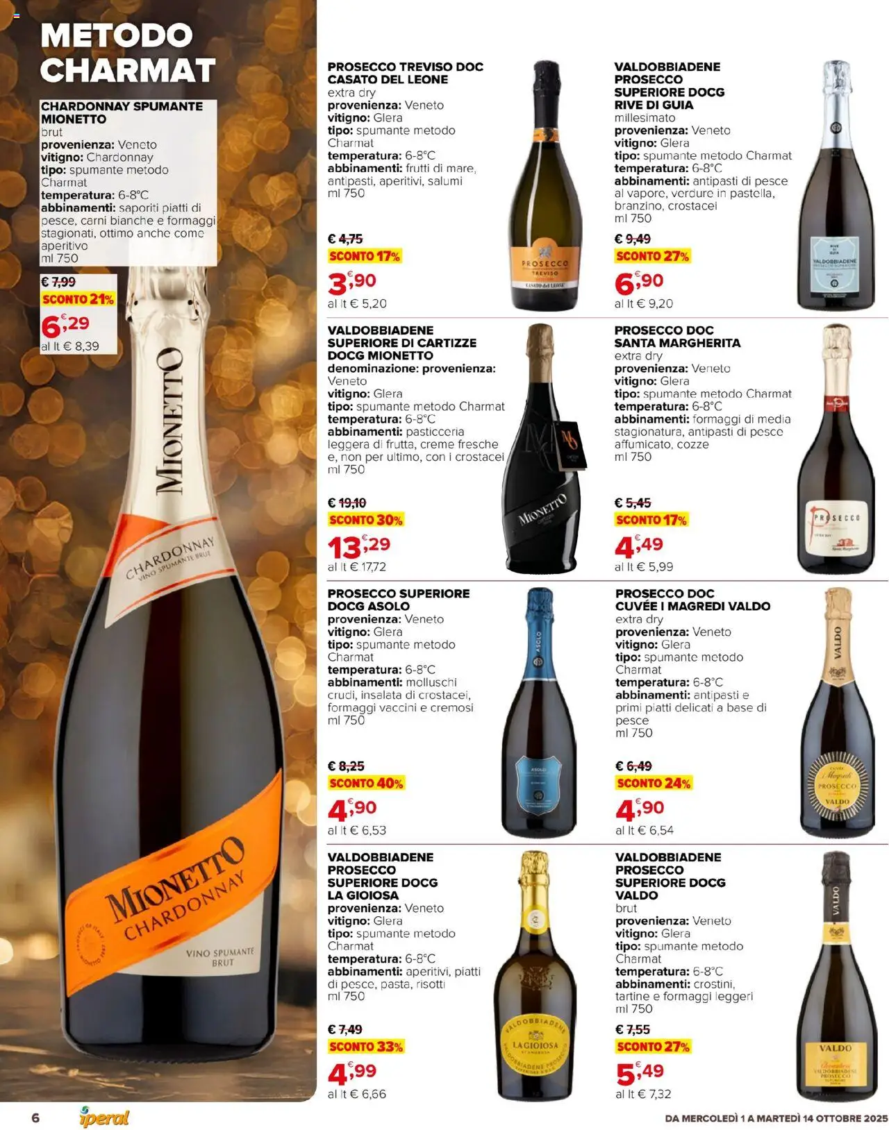 Volantino Iperal del 01.10.2025 | Pagina: 6 | Prodotti: Cozze, Prosecco, Verdure, Aperitivo