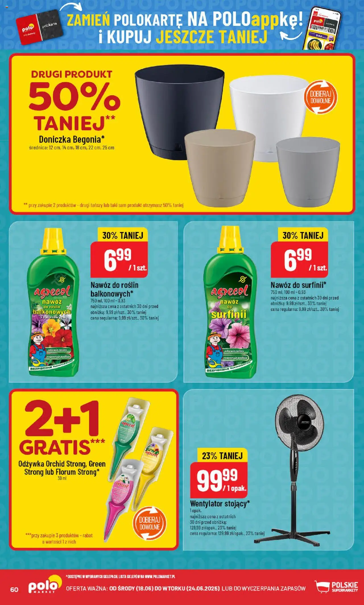 POLOmarket Gazetka od 18.06.2025 | Strona: 60 | Produkty: Wentylator, Doniczka, Rosliny, Odżywka
