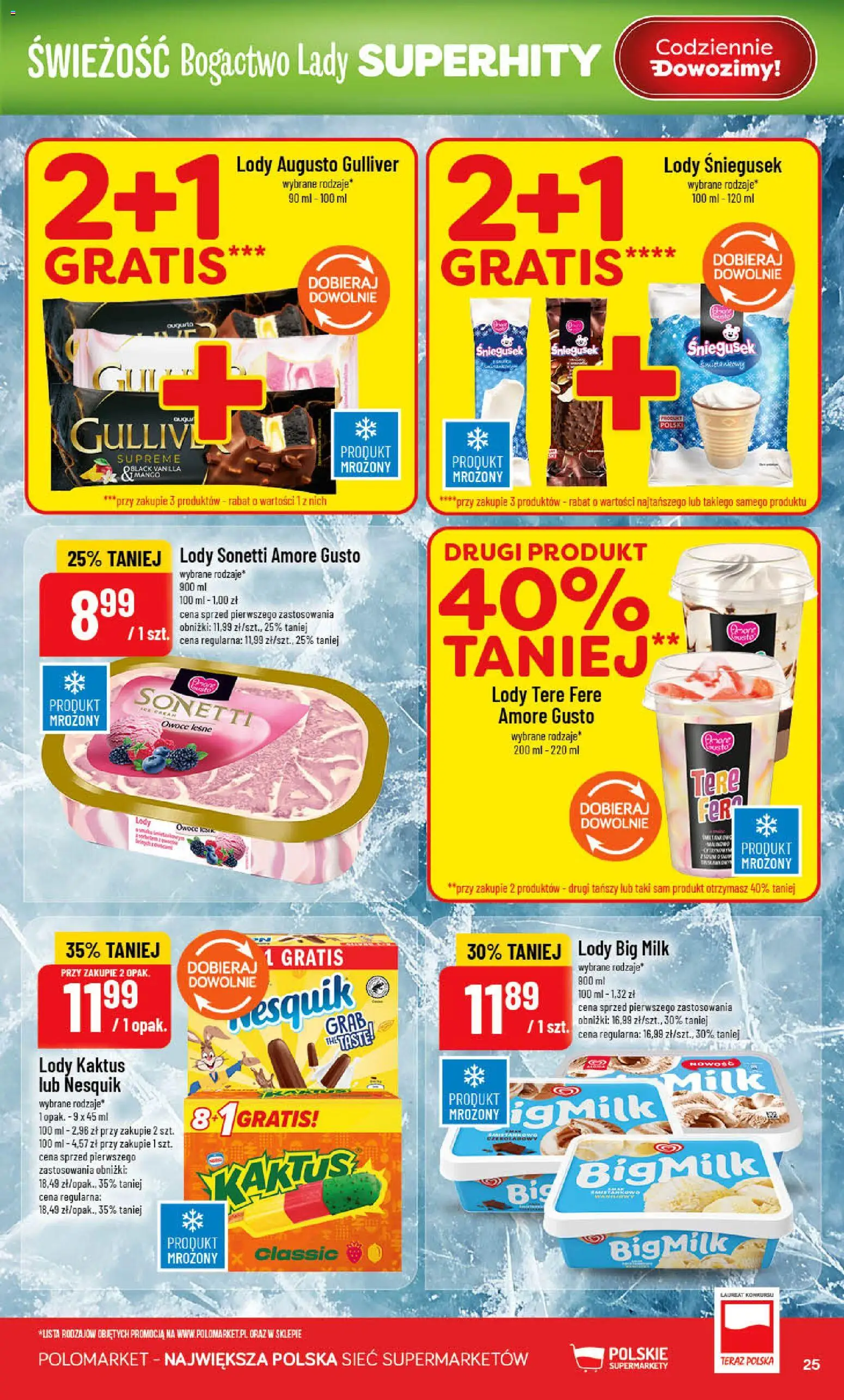 POLOmarket gazetka od 15.04.2026 | Strona: 25 | Produkty: Big Milk, Lody Kaktus, Lody, Owoce