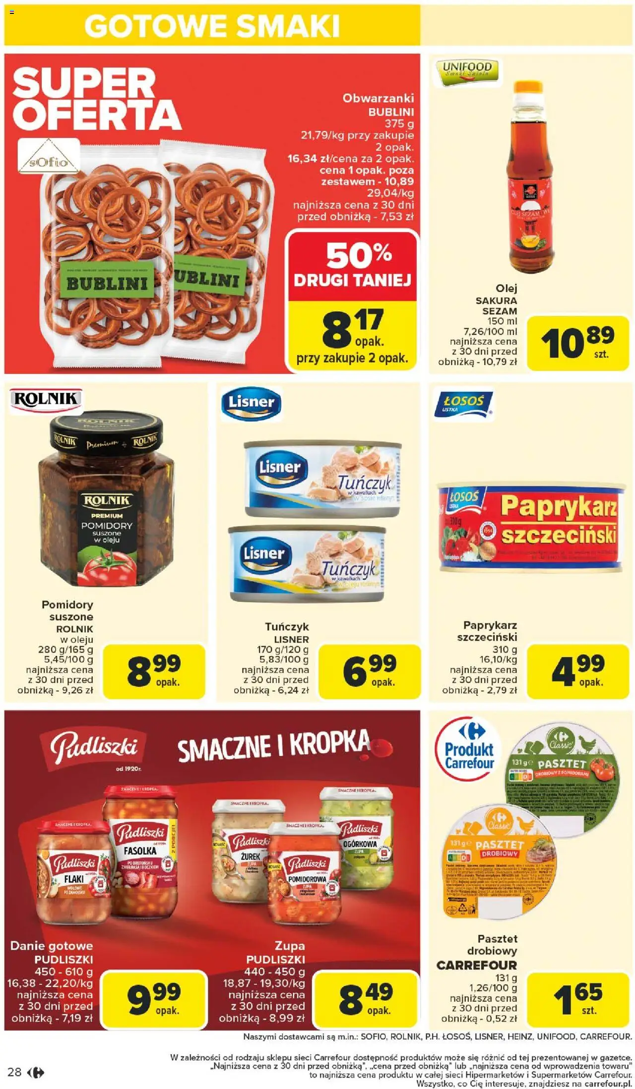 Carrefour Gazetka od 18.08.2025 | Strona: 30 | Produkty: Zurek, Łosoś, Flaki, Pomidory