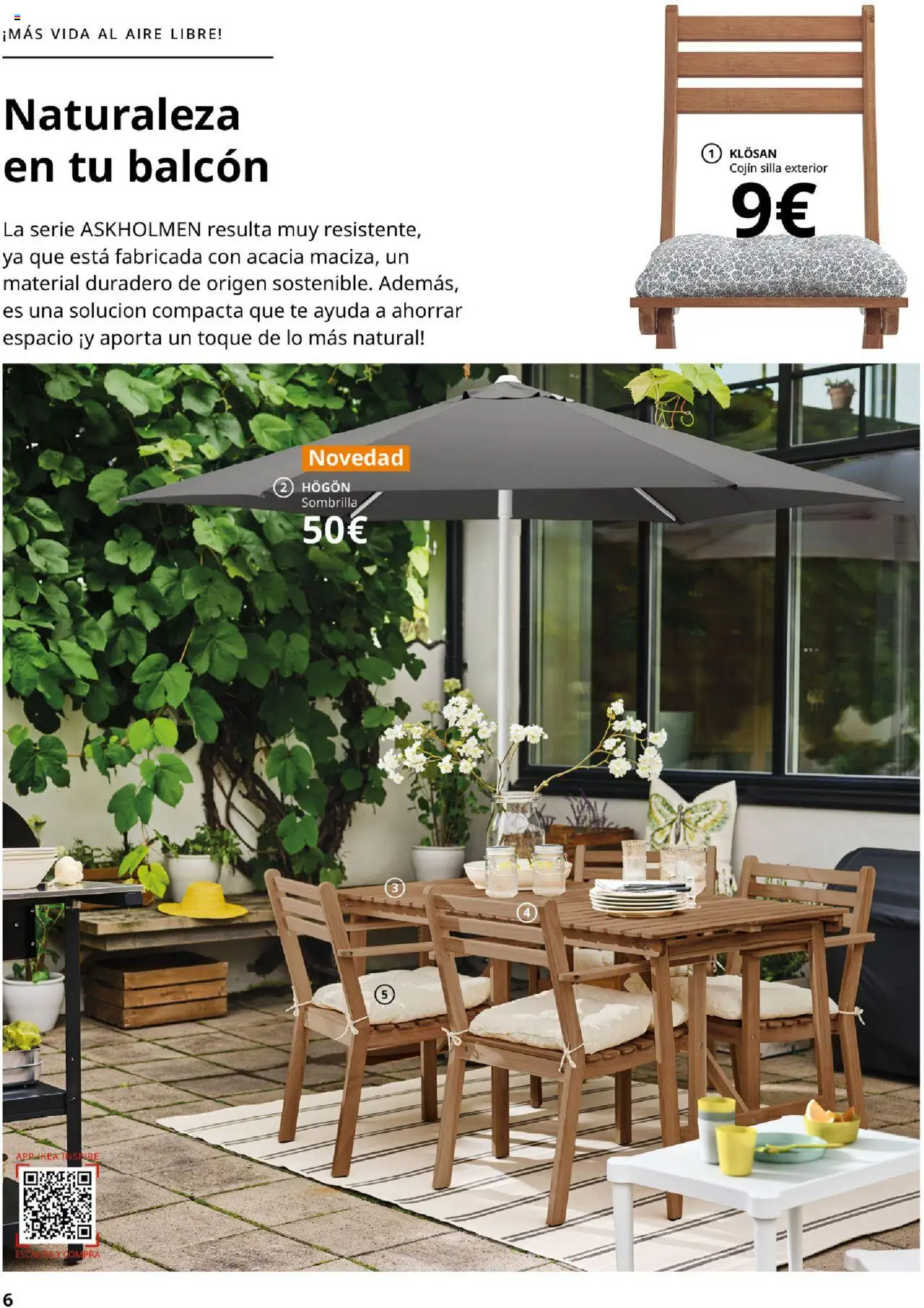 Catálogo IKEA Muebles de exterior │ válido desde el 04.02.2025 | Página: 6 | Productos: Sombrilla, Té, Cojín, Silla