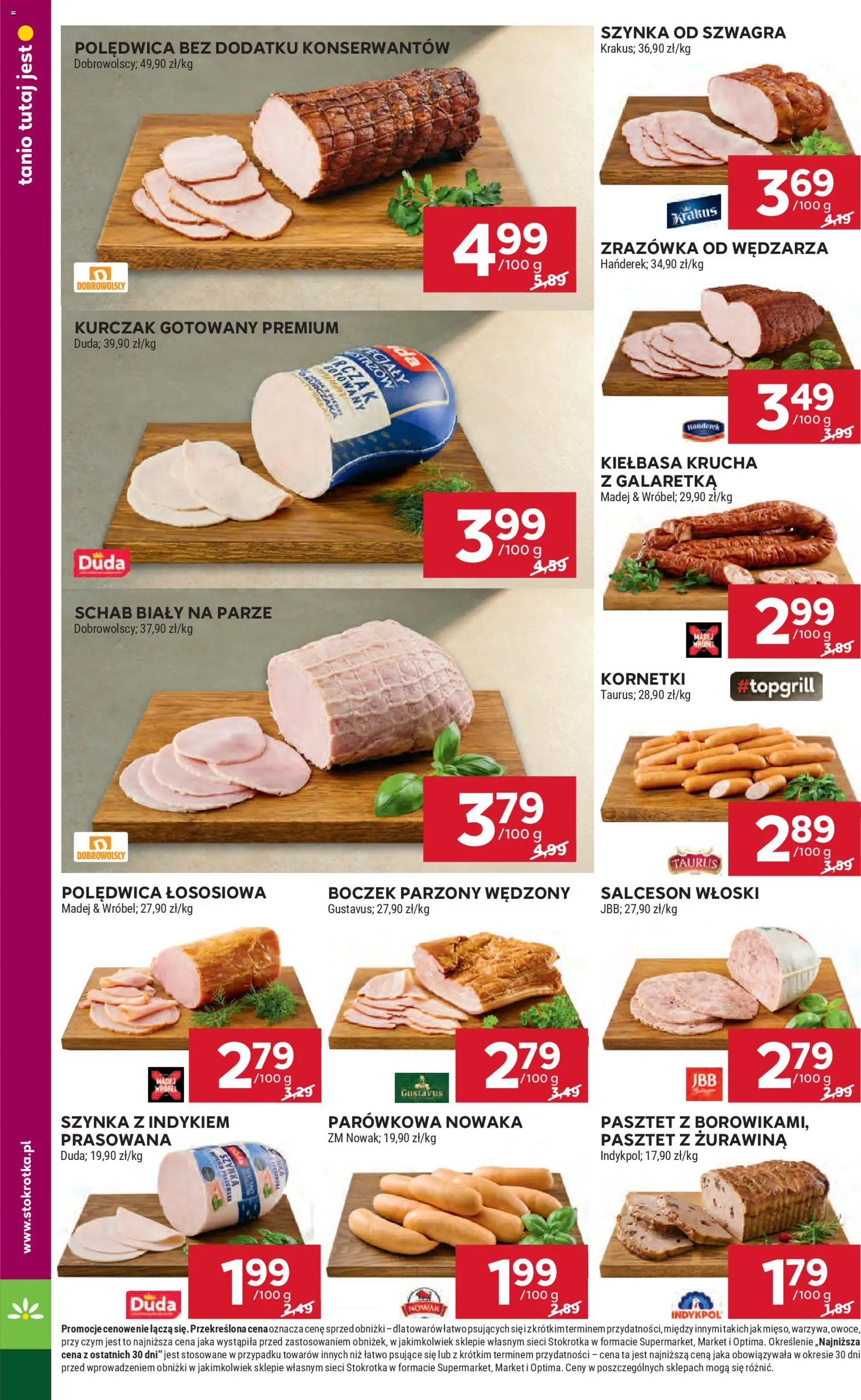 Stokrotka gazetka od 23.04.2026 | Strona: 20 | Produkty: Galaretka, Szynka, Boczek parzony, Owoce