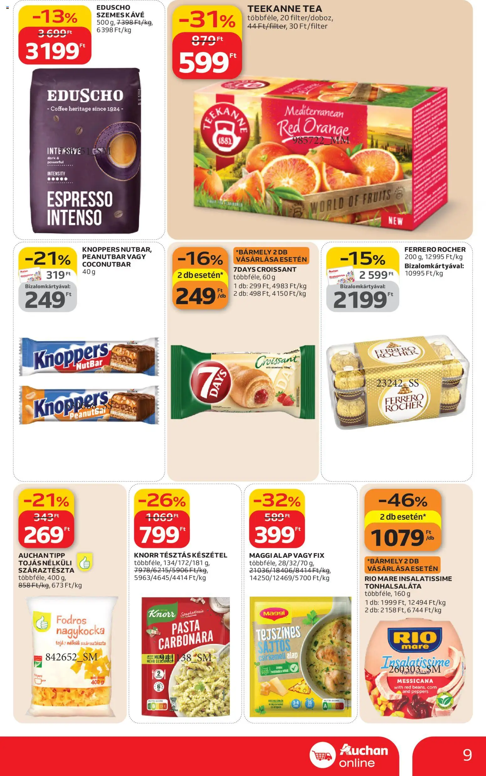 Auchan akciós ujság - amely érvényes a következő dátumtól: 26.02.2026 | Oldal: 9 | Termékek: Tonhalsaláta, Tojás, Szemes kávé, Csirkemell