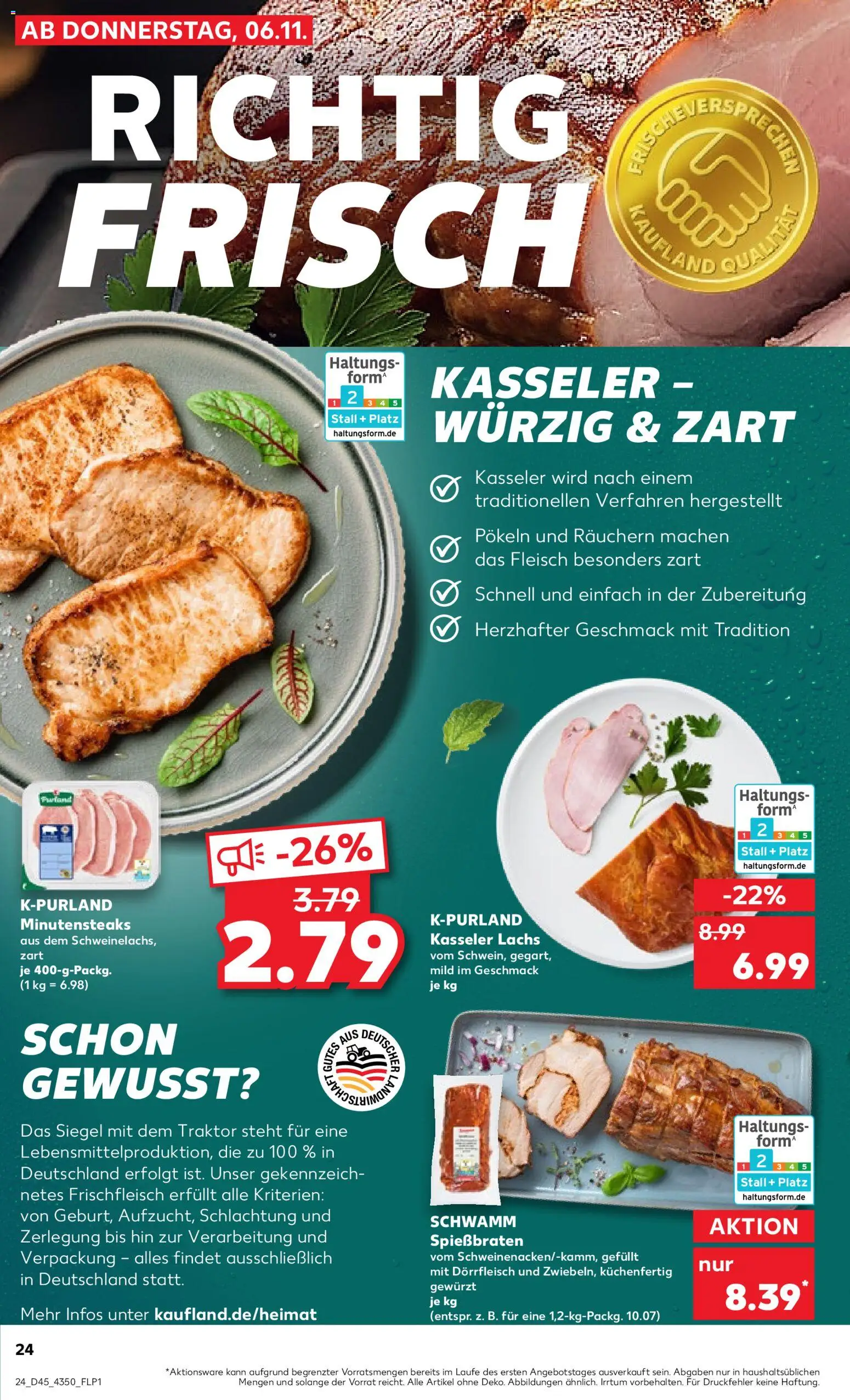 Kaufland prospekt Frankfurt (Oder)	 – gültig ab 06.11.2025 | Seite: 24 | Produkte: Lachs, Steak, Fleisch