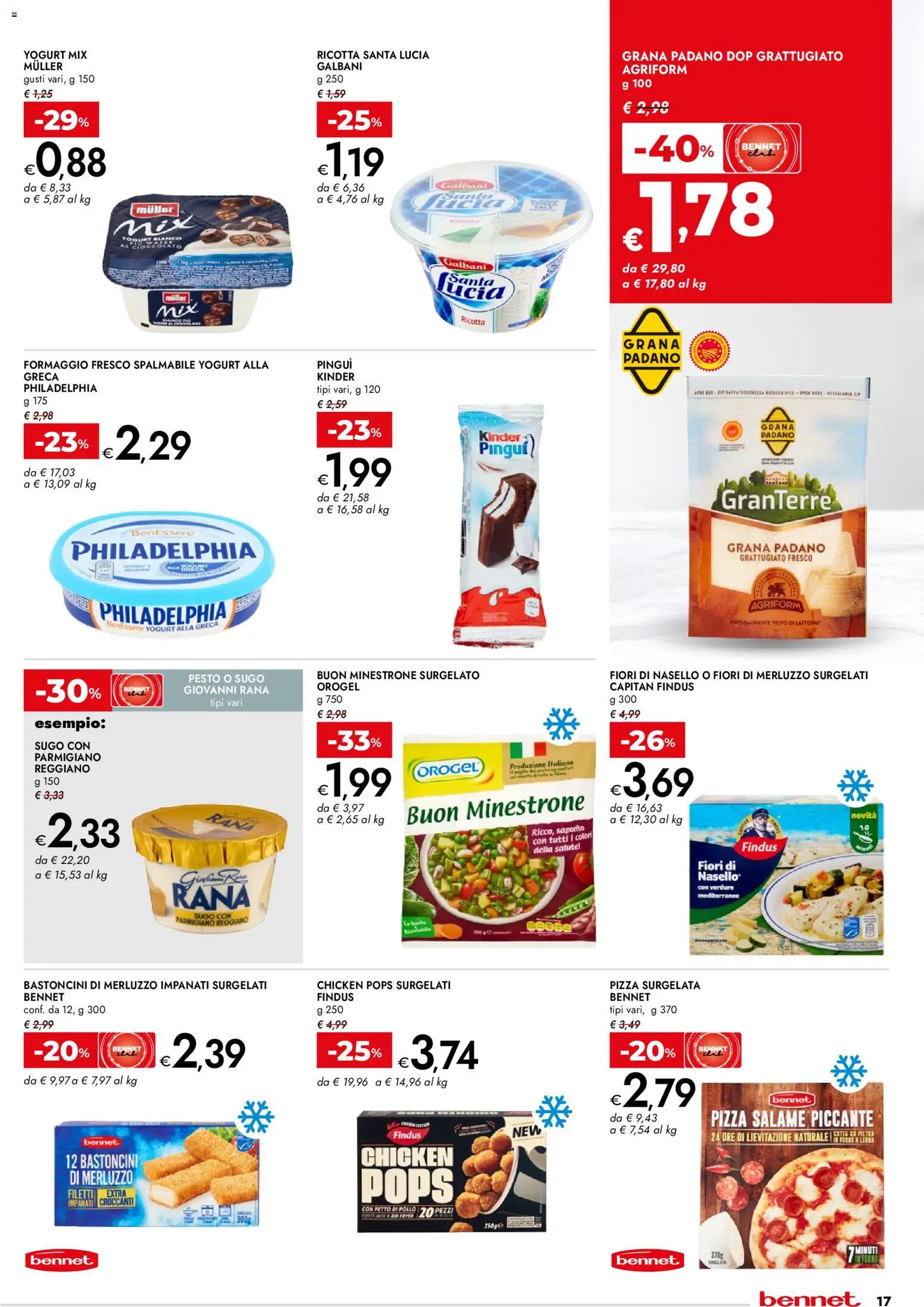 Volantino bennet del 08.01.2026 | Pagina: 17 | Prodotti: Pizza, Pesto, Parmigiano reggiano, Sugo