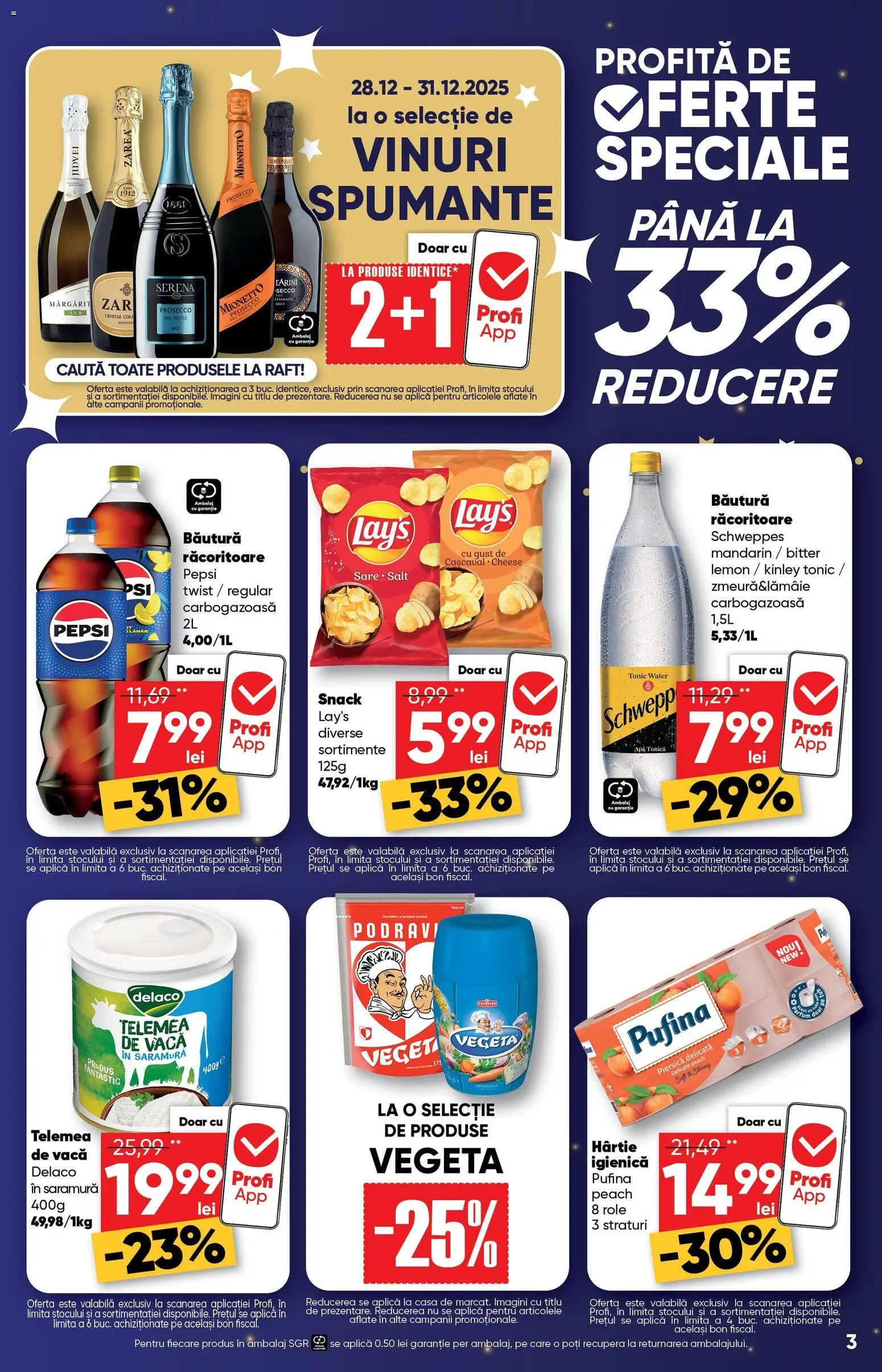 Noul catalog Profi – valabil de la 26.12.2025 | Pagină: 3 | Produse: Piersică, Raft, Role, Prosecco