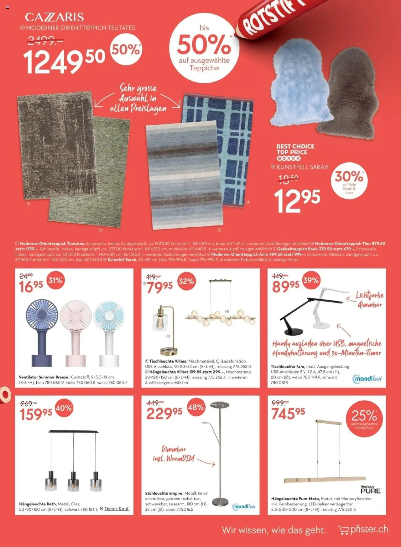 Pfister Prospekt Rotstift 1 DE ab 17.06.2025 | Seite: 11 | Produkte: Orientteppich, Lachs, Top, Ventilator