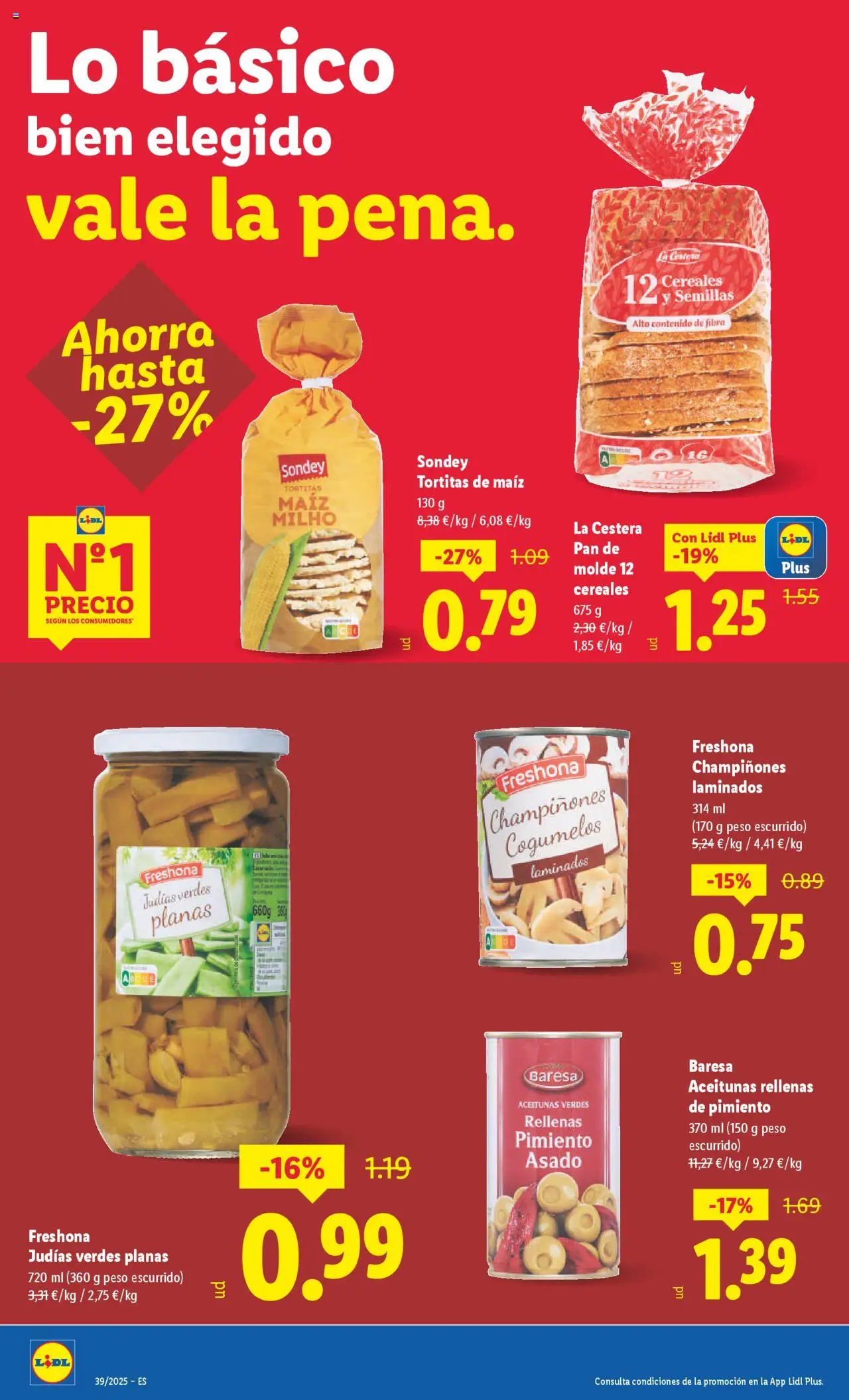 Lidl folleto │ válido desde el 22.09.2025 | Página: 4 | Productos: Cereales, Κάδος απορρυμάτων, Pan de molde, Peso