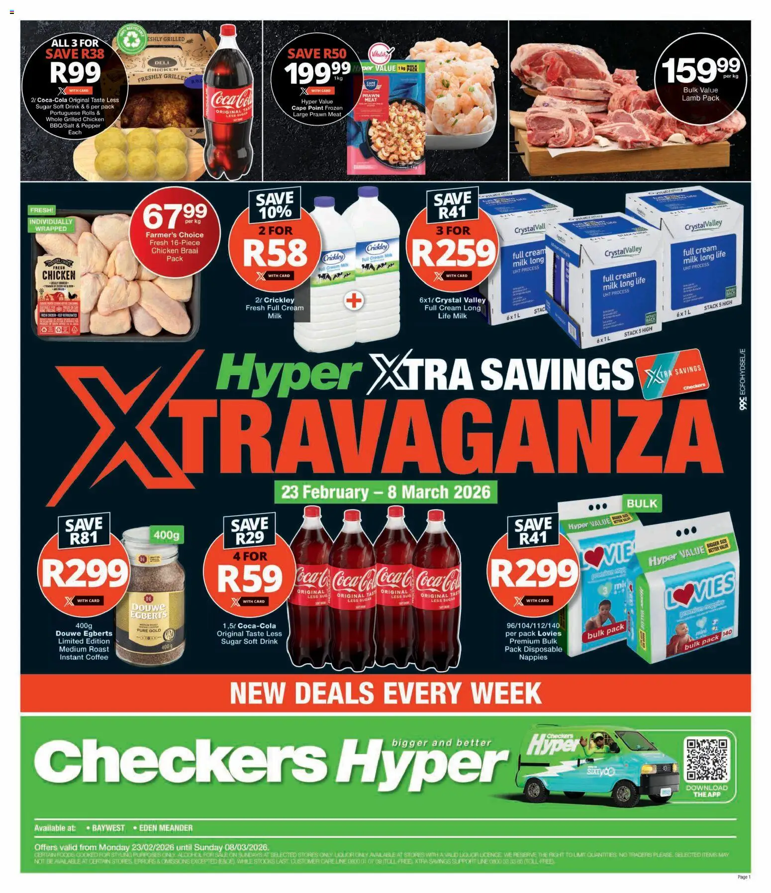 New Checkers catalogue – valid from 23.02.2026 | Page: 1 | Products: Coffee, Cream, Pepper, Estuche organizador de viaje