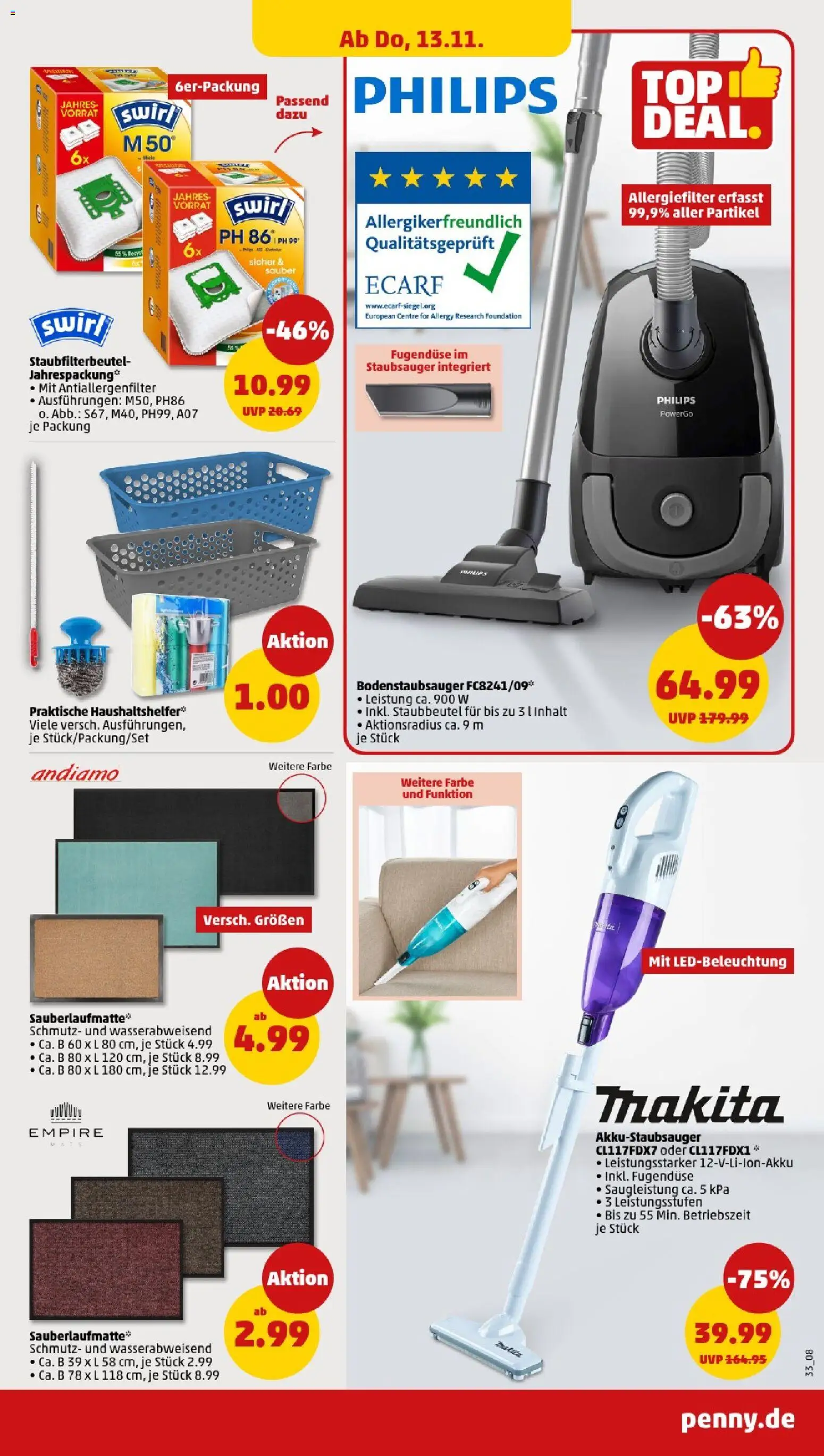 Penny - Niedersachsen – gültig ab 10.11.2025 | Seite: 33 | Produkte: Philips, Staubsauger, Foundation