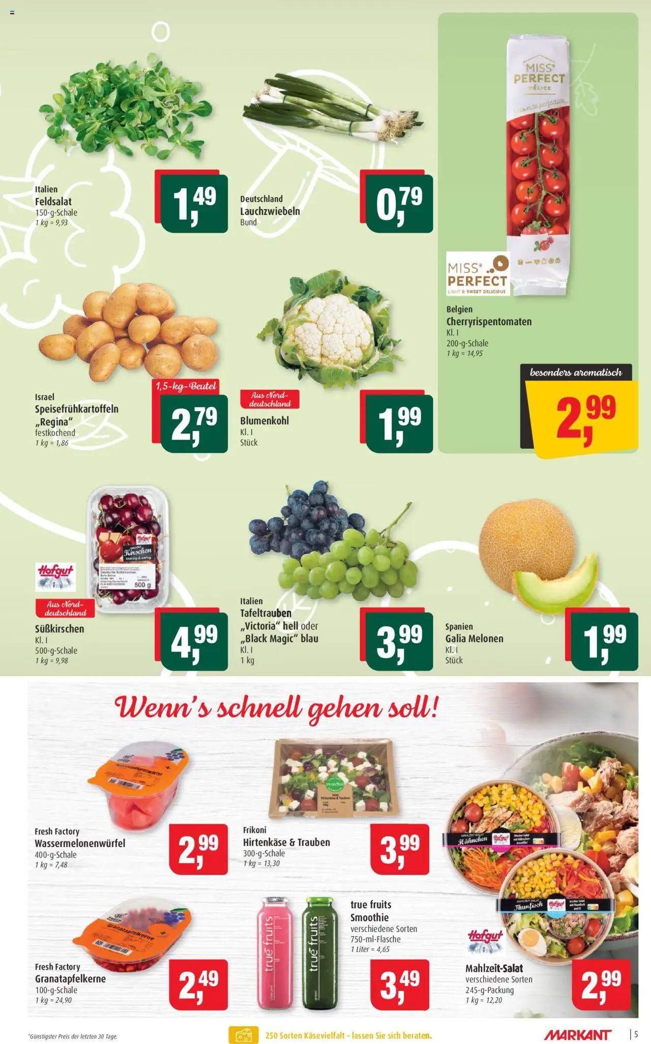 Markant Prospekt 	 - gültig ab dem 21.07.2025 | Seite: 5 | Produkte: Thunfisch, Trauben, Kirschen, Blumenkohl