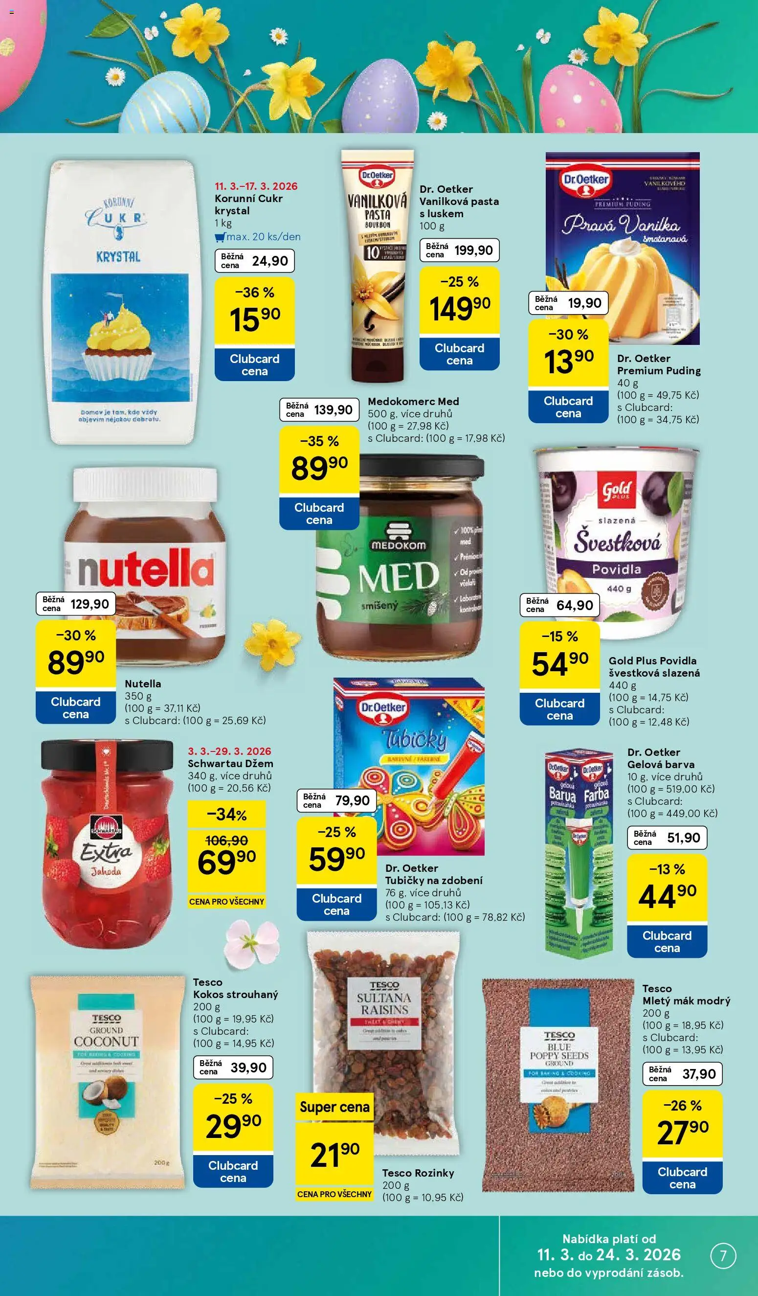 Tesco leták - Supermarket od 11.03.2026 | Strana: 7 | Produkty: Džem, Vanilková pasta, Kokos strouhaný, Cukr