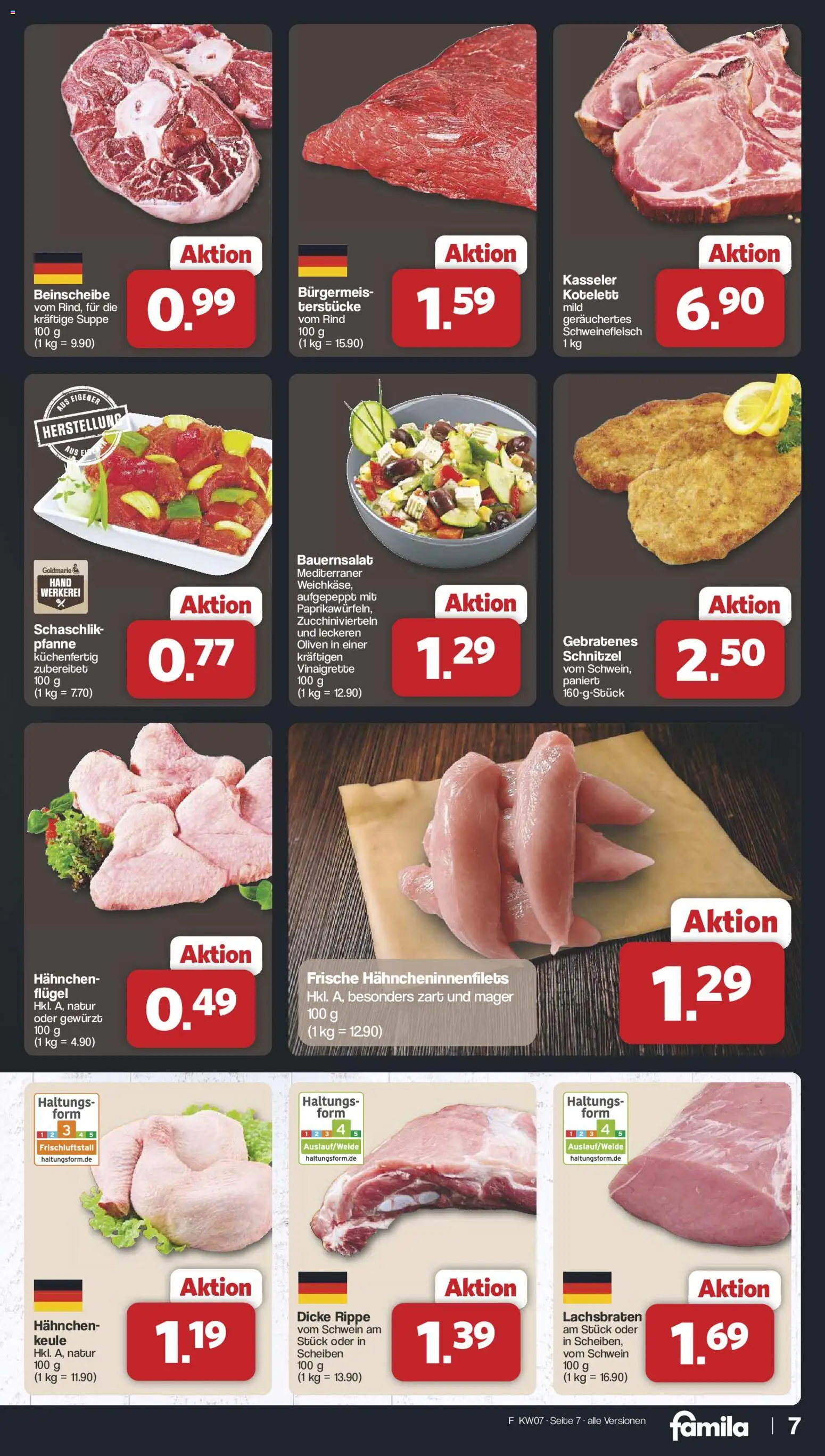 Famila Nordwest Prospekt 	 – gültig ab 08.02.2026 | Seite: 7 | Produkte: Hahnchen, Schnitzel, Schweinefleisch