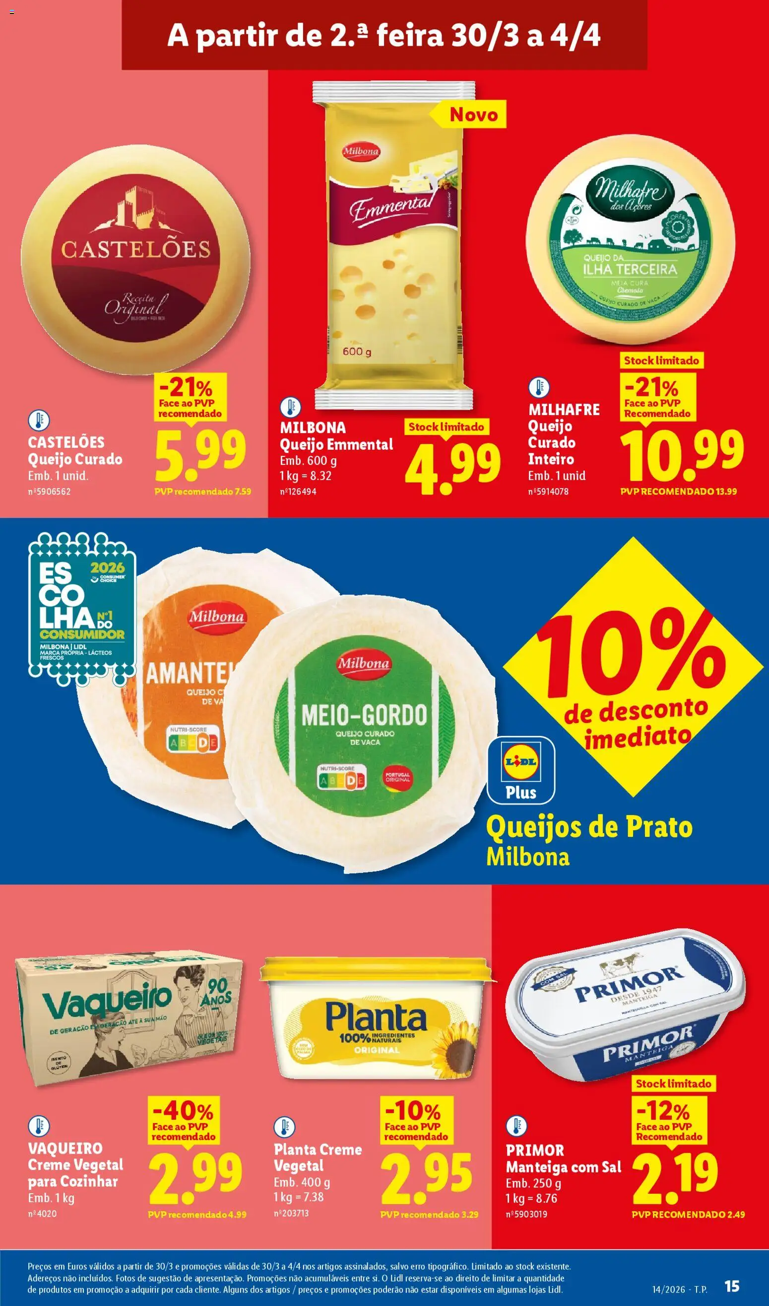 Lidl folheto │ válido de 30.03.2026 | Página: 15 | Produtos: Sal, Manteiga, Queijo, Creme