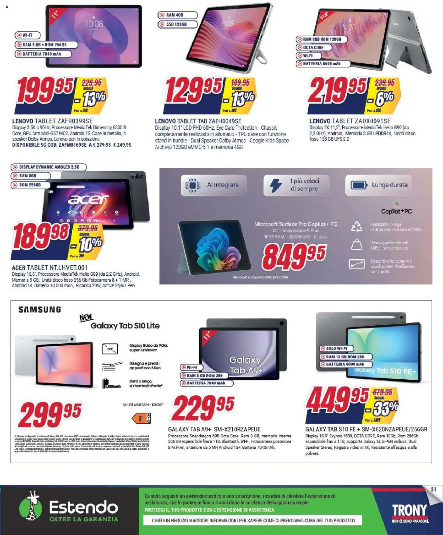 Volantino Trony del 04.12.2025 | Pagina: 31 | Prodotti: Samsung Galaxy, Video, Disco, Speaker