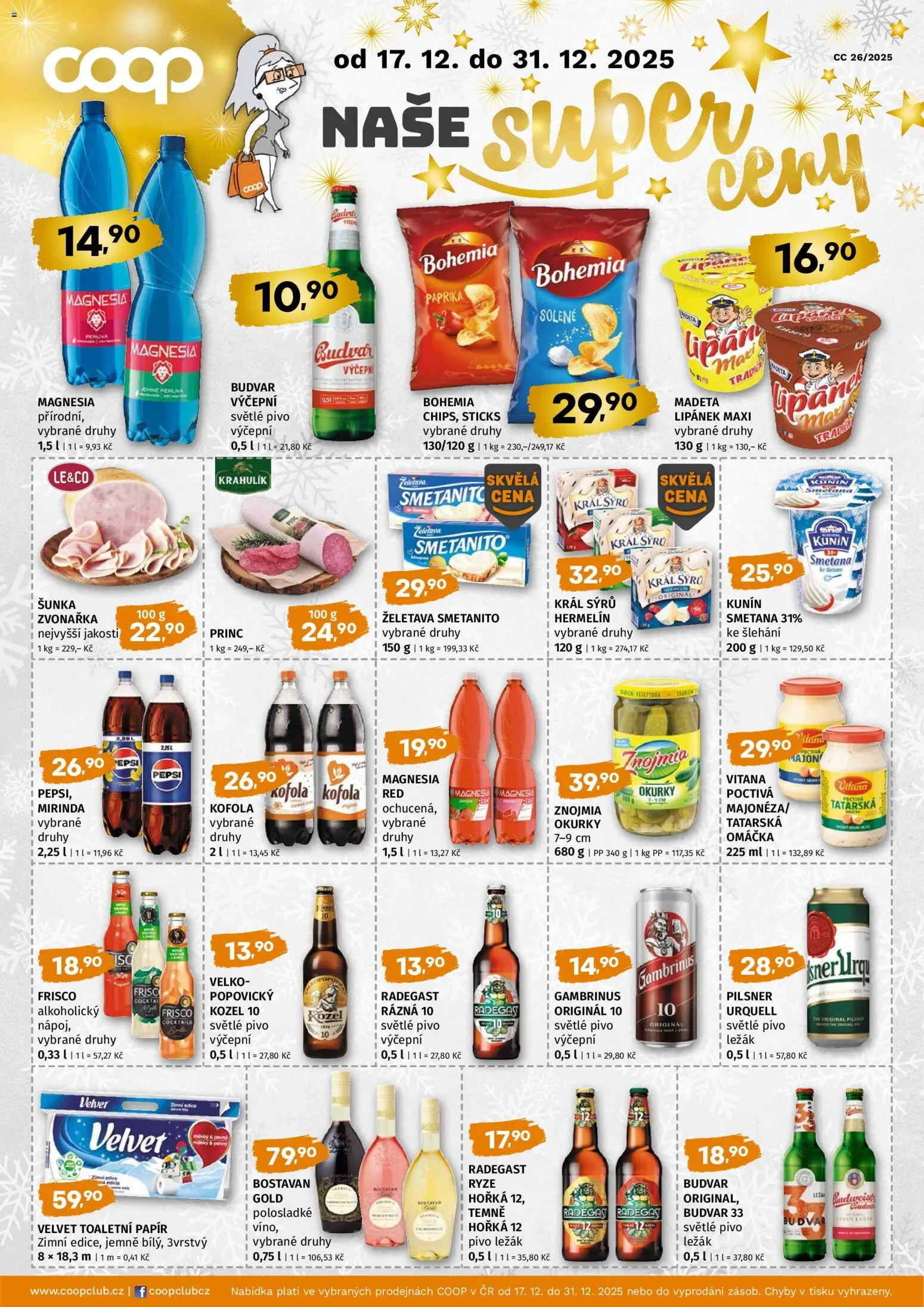 Trefa leták - COOP naše super ceny od 17.12.2025 | Strana: 1 | Produkty: Lipánek, Pepsi, Okurky, Mirinda