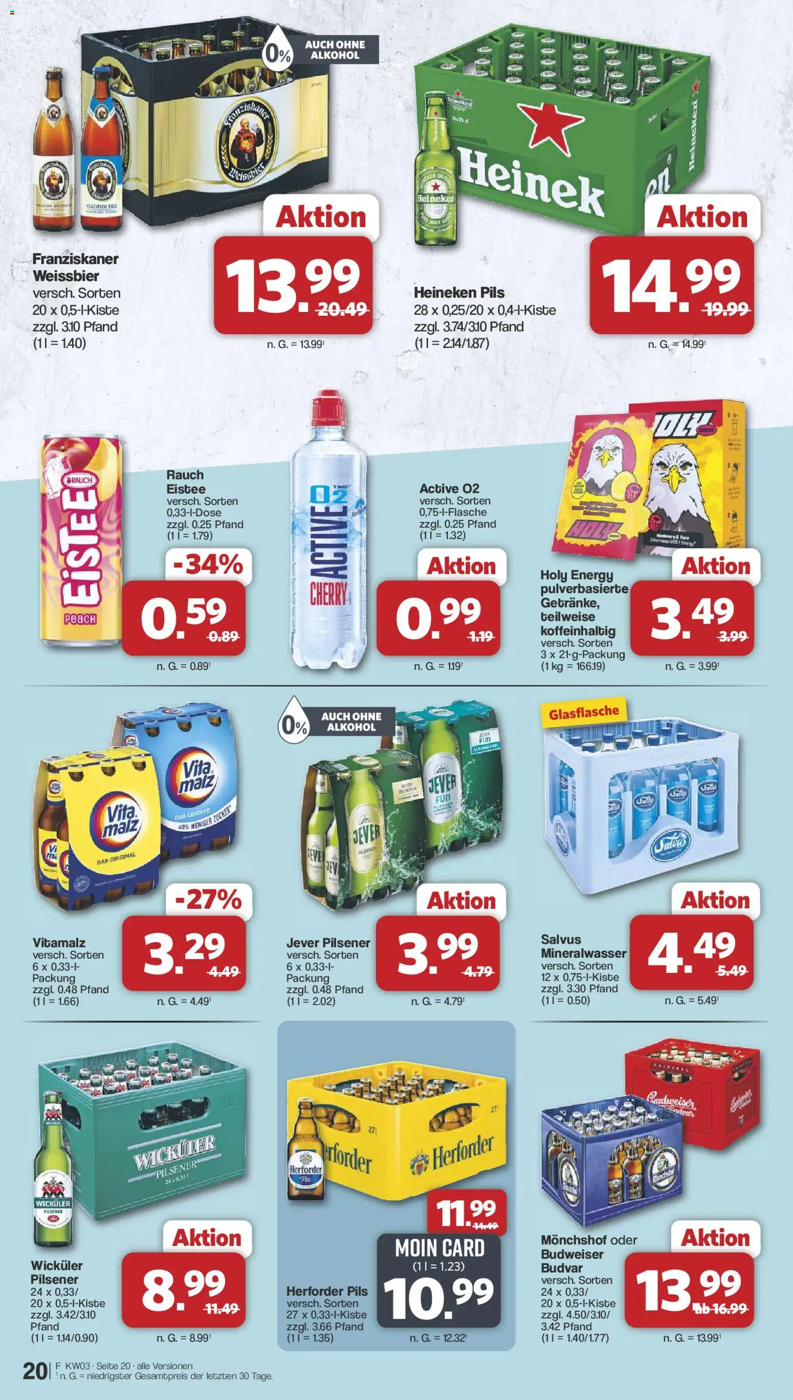 Famila Nordwest Prospekt 	 – gültig ab 12.01.2026 | Seite: 20 | Produkte: Monchshof, Pils, Mineralwasser, Budweiser