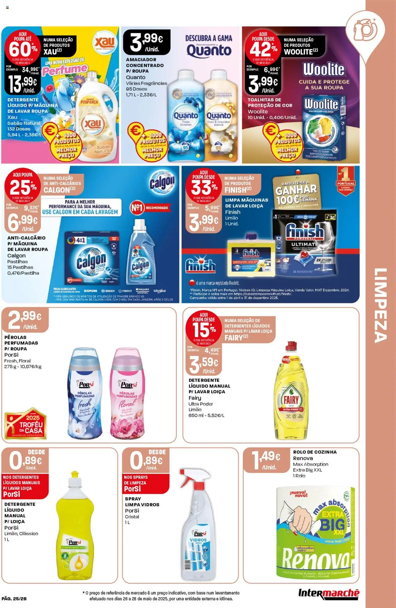 Intermarché folheto │ válido de 03.07.2025 | Página: 25 | Produtos: Vinagre branco, Base, Detergente, Limpa vidros