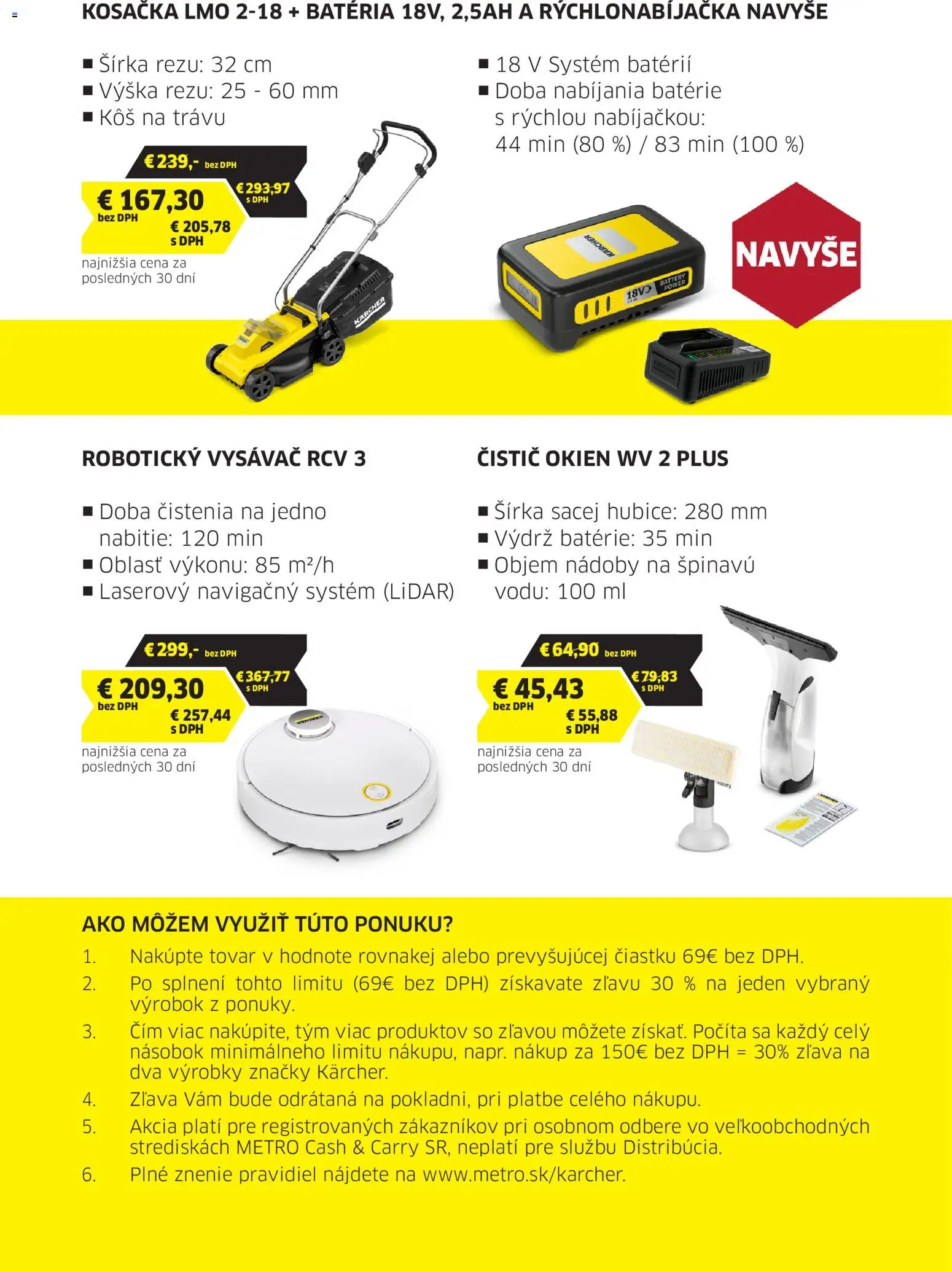 Nové Metro akcie – leták je platný od 11.03.2026 | Strana: 4 | Produkty: Kosačka, Robotický vysávač, Čistič okien, Vysávač