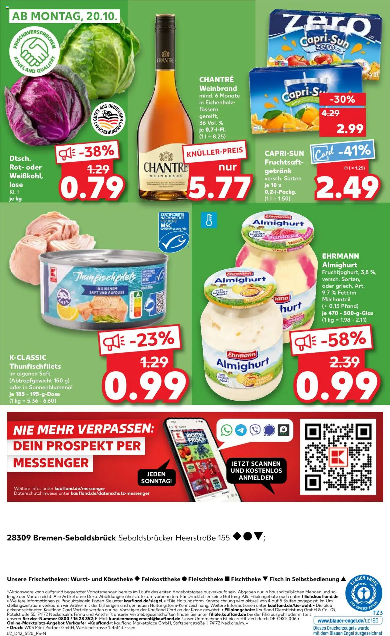 Kaufland prospekt Bremen	 – gültig ab 16.10.2025 | Seite: 52 | Produkte: Ehrmann almighurt, Sonnenblumenol, Fisch, Chantré