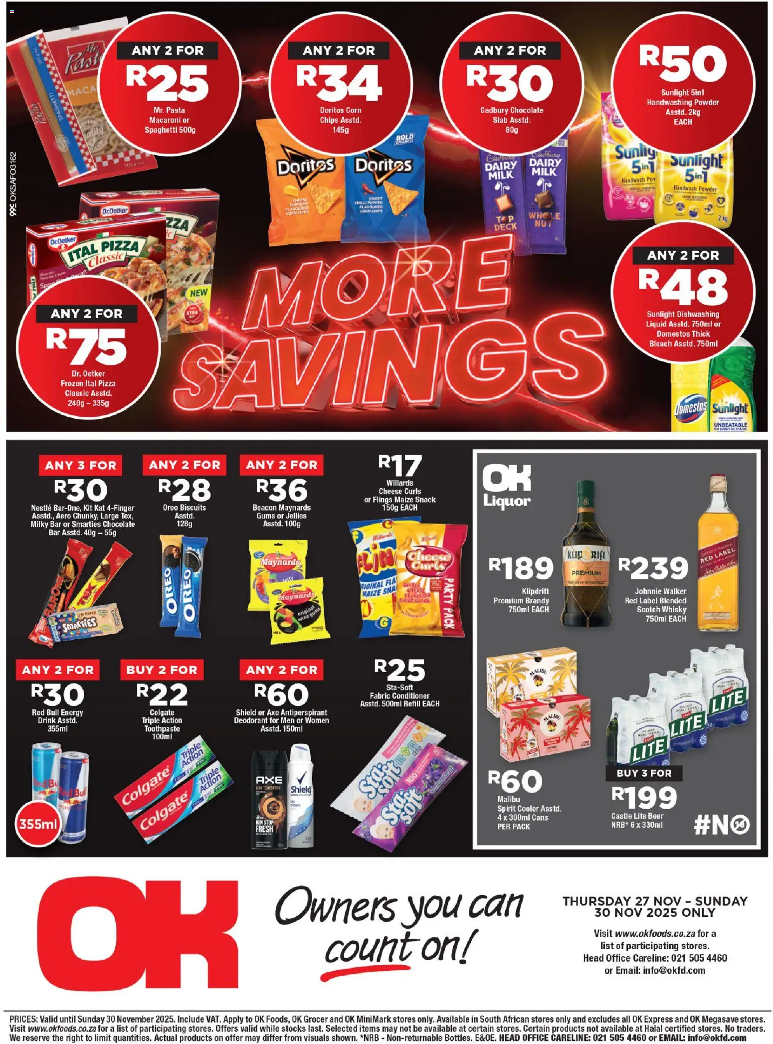 New OK Foods catalogue – valid from 27.11.2025 | Page: 2 | Products: Biscuits, Chocolate, Beer, Chilli