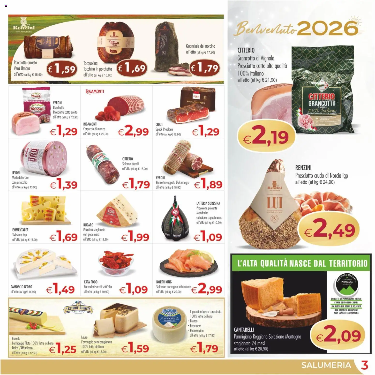 Volantino MerSi Supermercati del 27.12.2025 | Pagina: 3 | Prodotti: Speck, Manzo, Pepe, Peperoncino