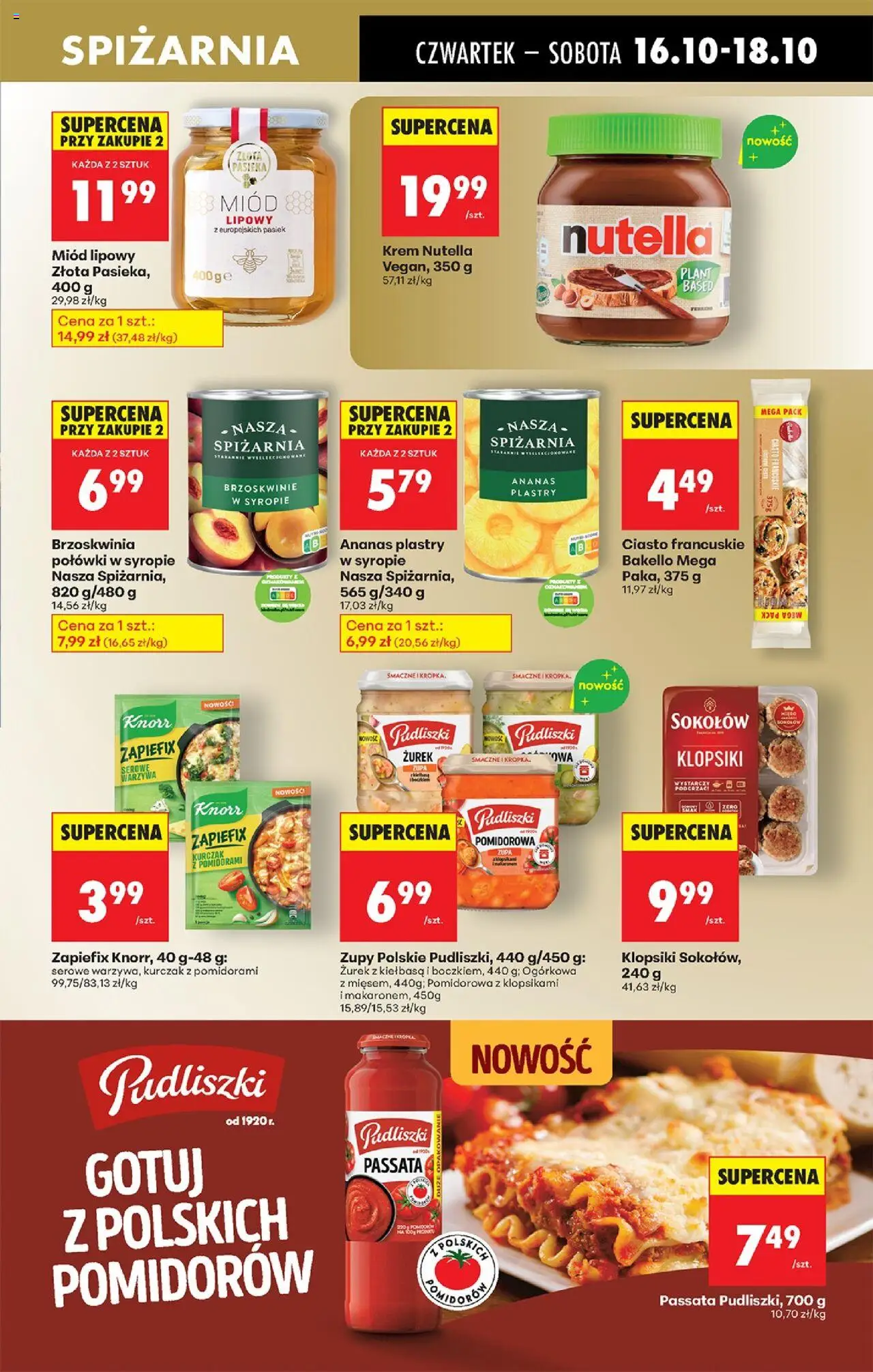 Biedronka gazetka - Oferta w tym tygodniu od 16.10.2025 | Strona: 53 | Produkty: Kiełbasa, Brzoskwinia, Nutella, Ananas