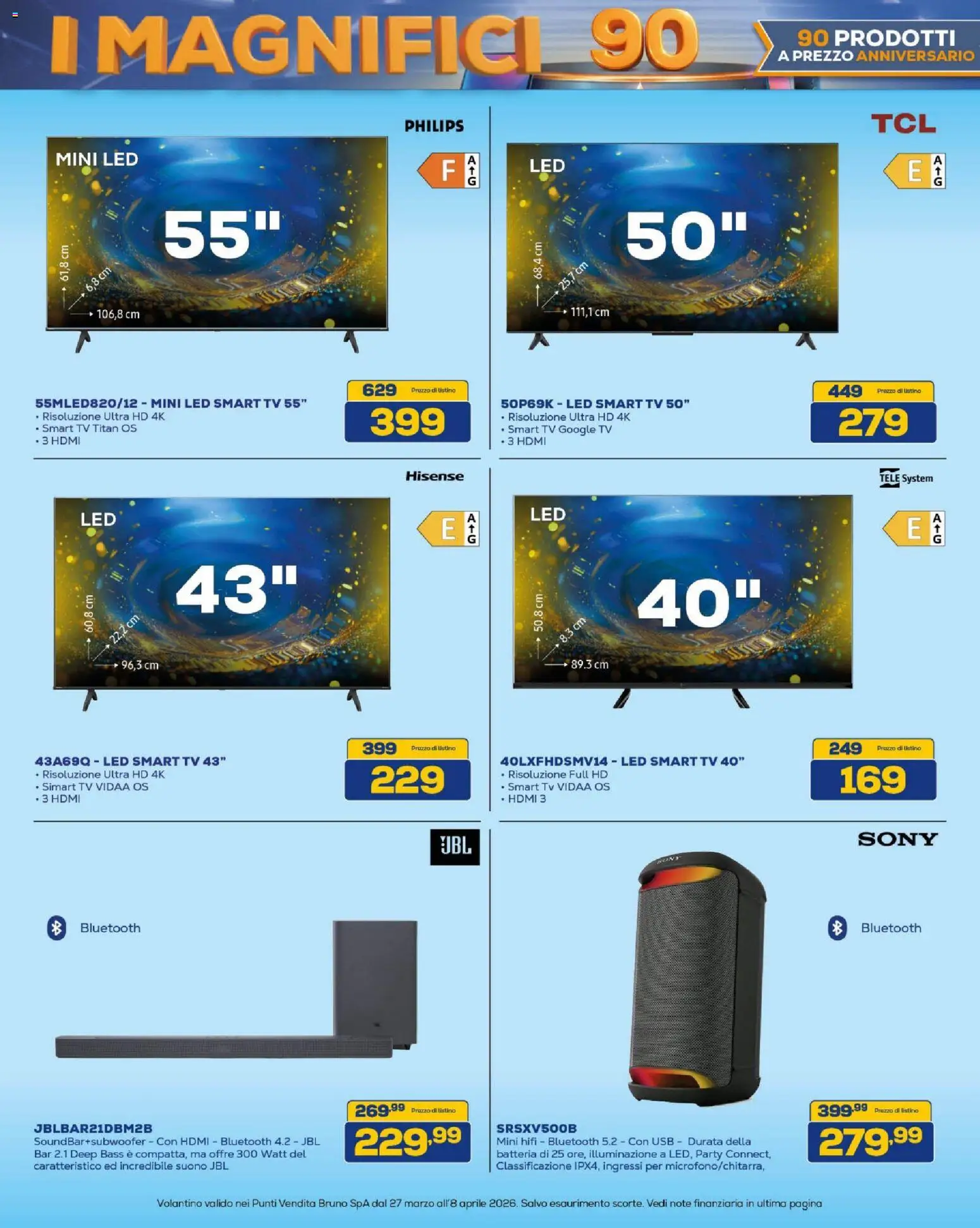 Volantino BRUNO del 27.03.2026 | Pagina: 3 | Prodotti: smart TV, TV, USB, Batteria
