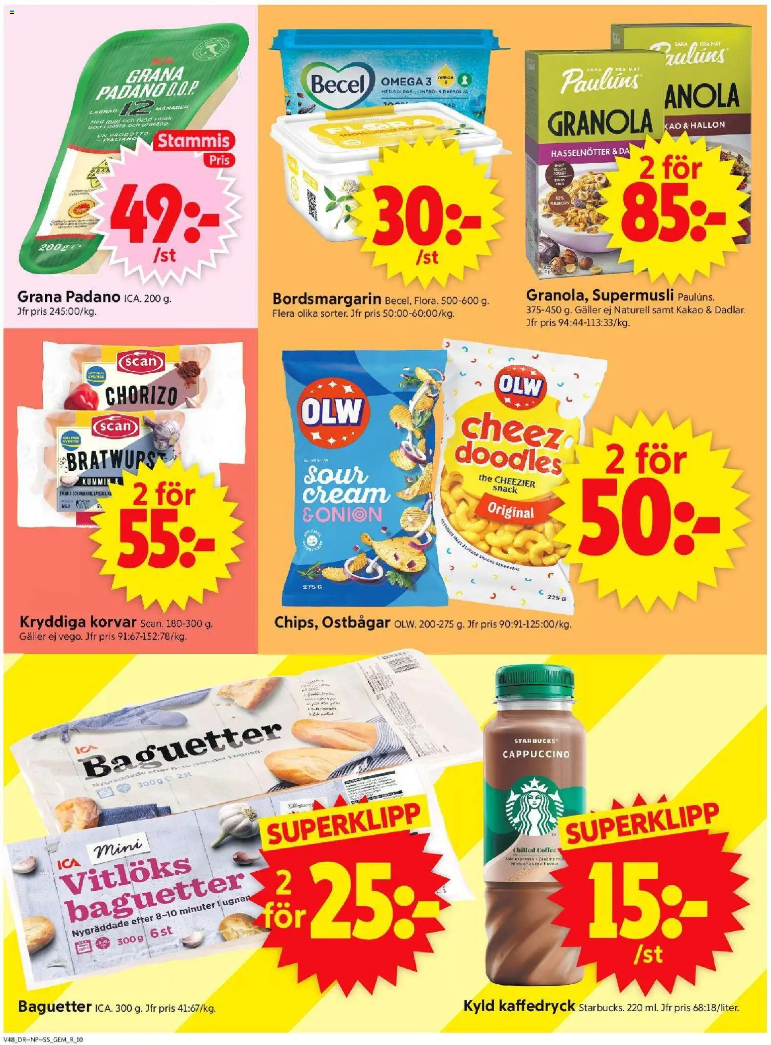 ICA Supermarket reklamblad aktuell från 24.11.2025 | Sida: 12 | Produkter: Rapsolja, Granola, Chorizo, Ugnen
