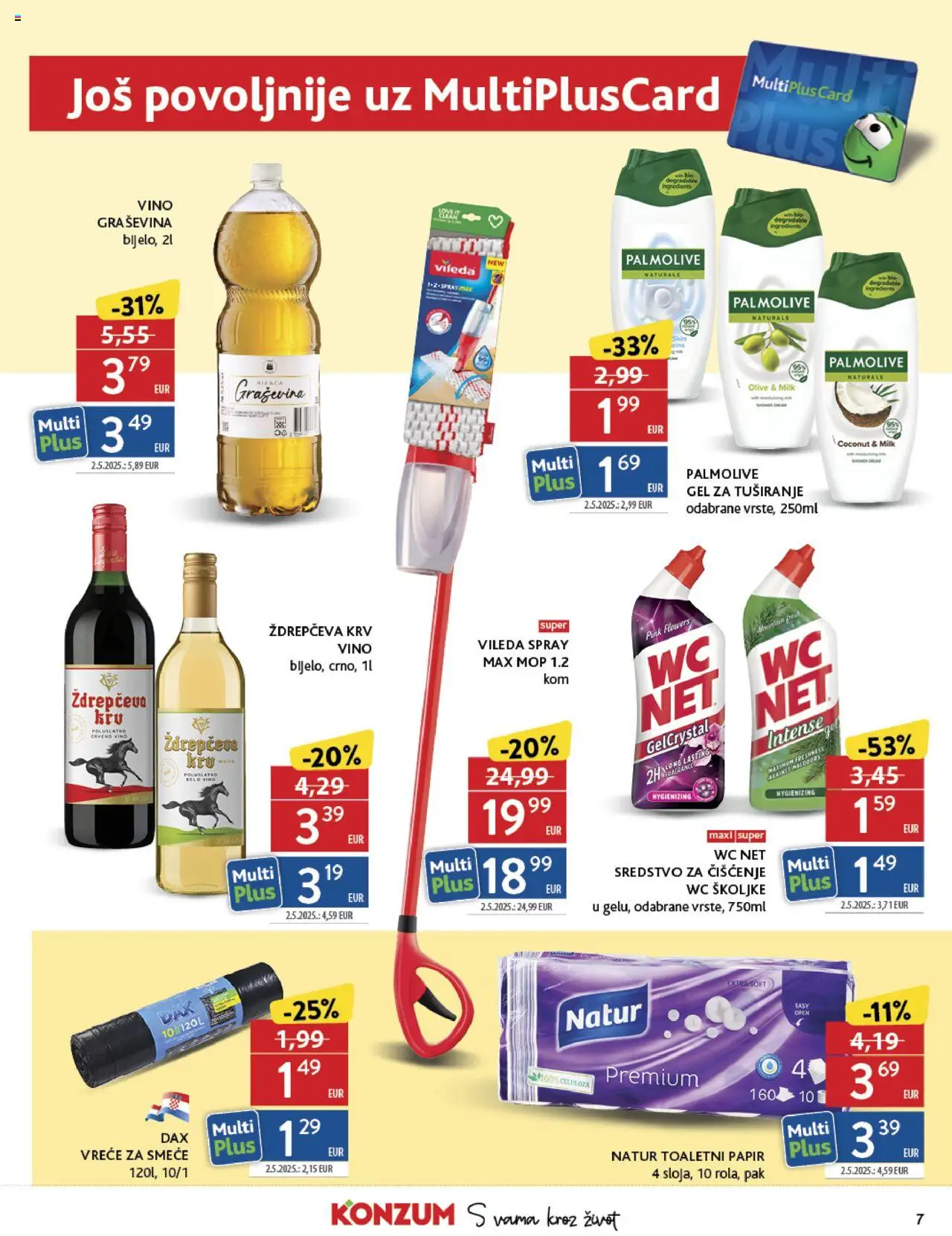 Konzum katalog | vrijedi od 01.10.2025 | Stranica: 7 | Proizvodi: Gel za tuširanje, Mop, Toaletni papir, Vileda