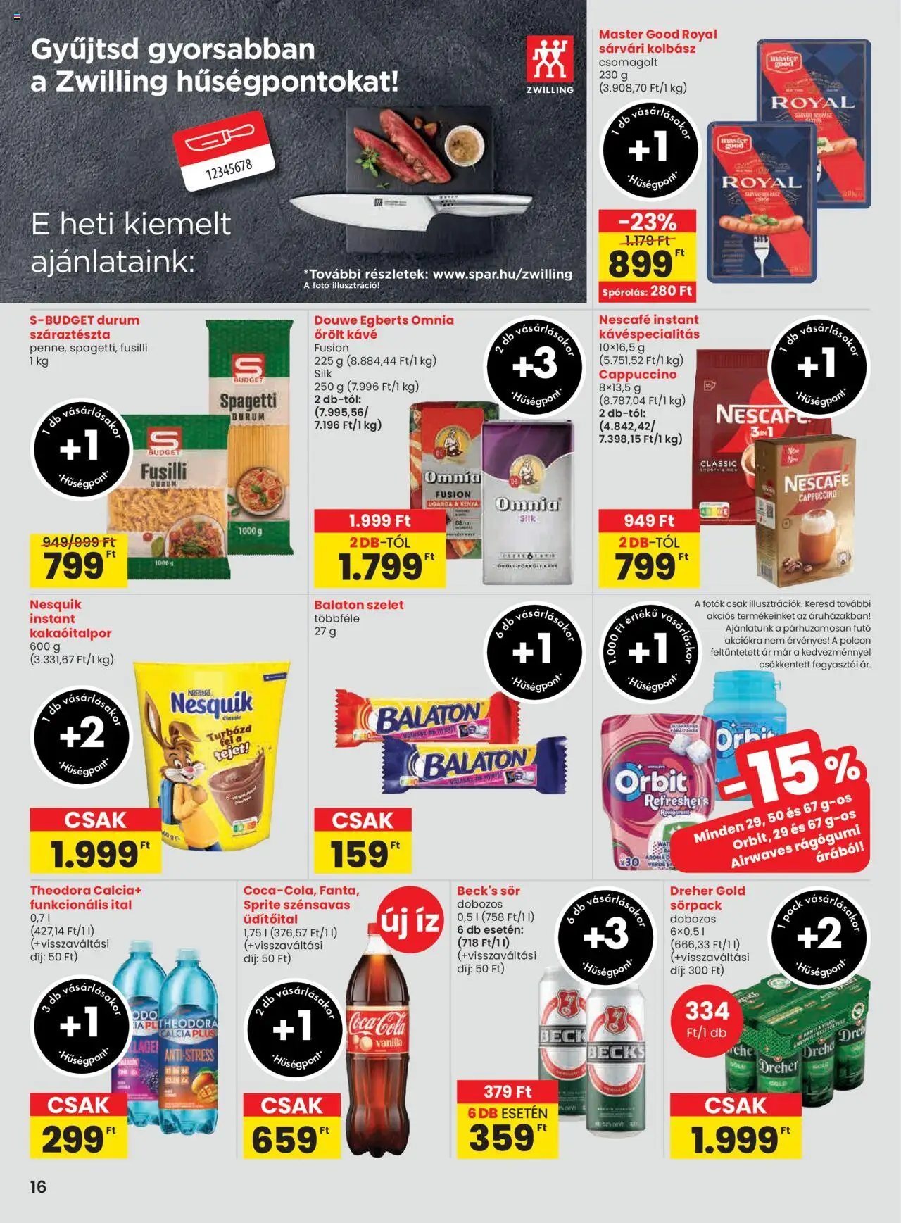Spar akciós ujság - amely érvényes a következő dátumtól: 02.10.2025 | Oldal: 16 | Termékek: Rágógumi, Cappuccino, Sör, Őrölt kávé
