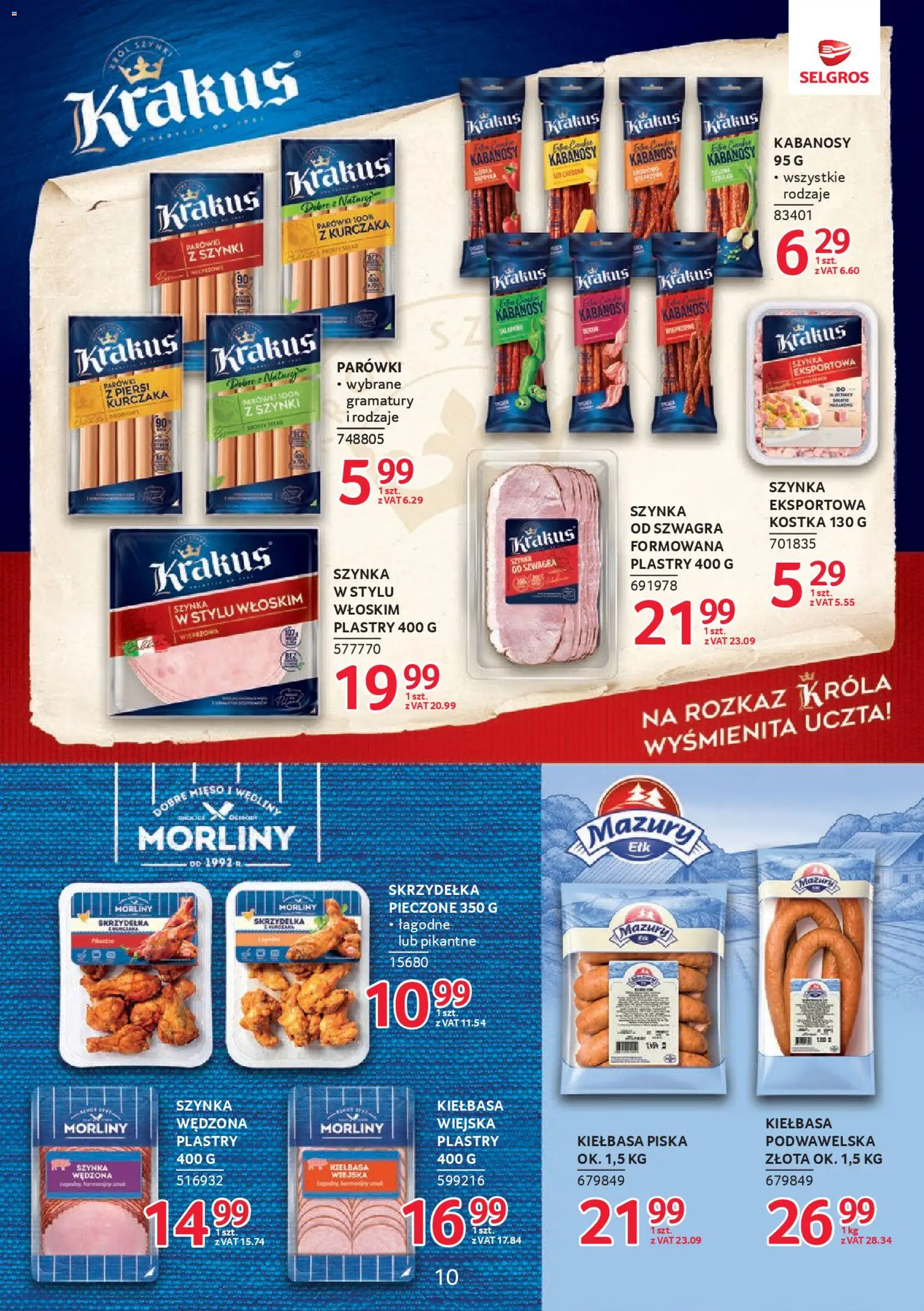 Selgros cash&carry gazetka - Markowe produkty od 23.04.2026 | Strona: 10 | Produkty: Kiełbasa, Mięso, Parówki, Wędliny
