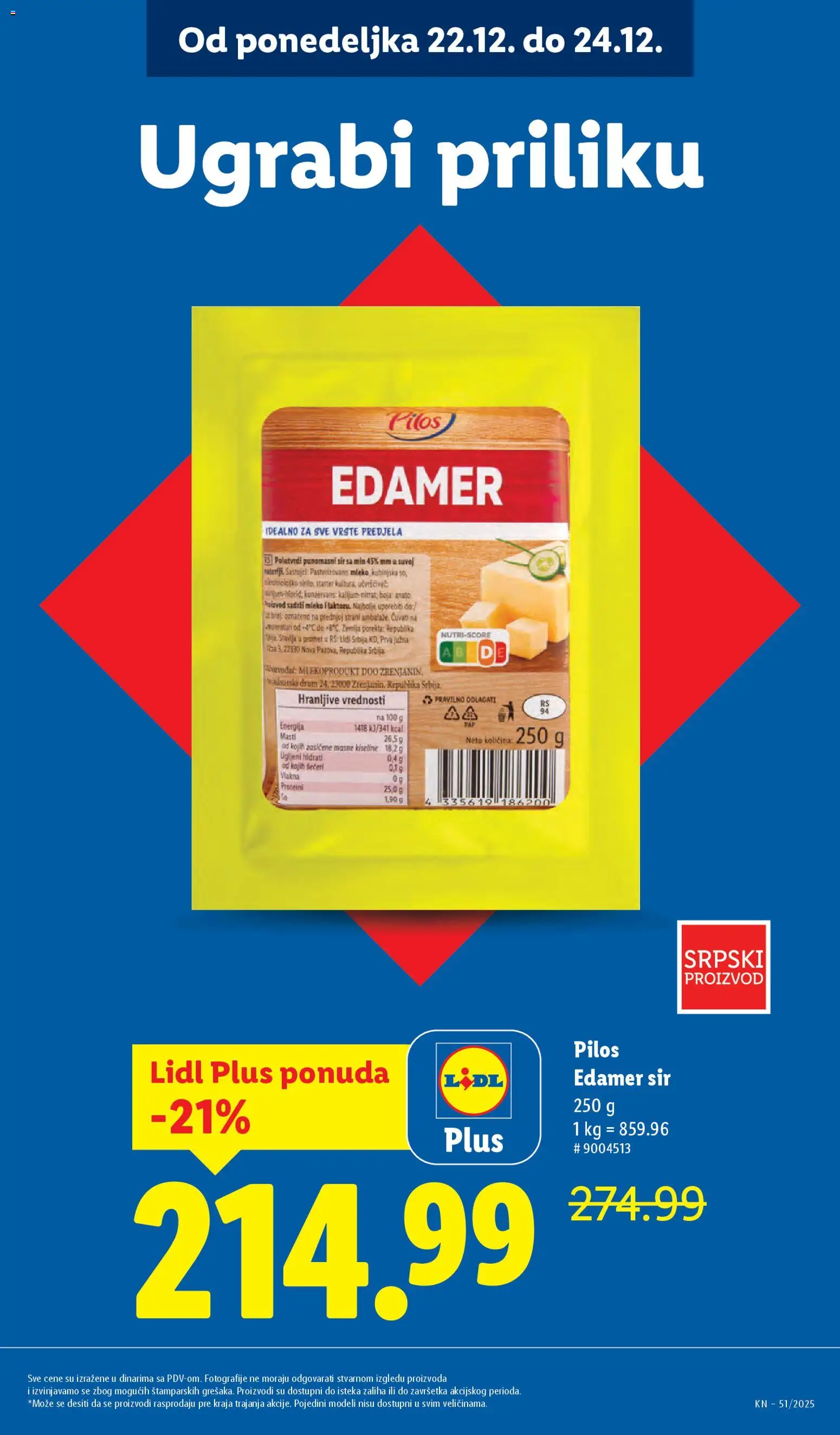 Lidl katalog - važi od 18.12.2025 | Strana: 13 | Proizvode: Edamer, Mleko, Sir