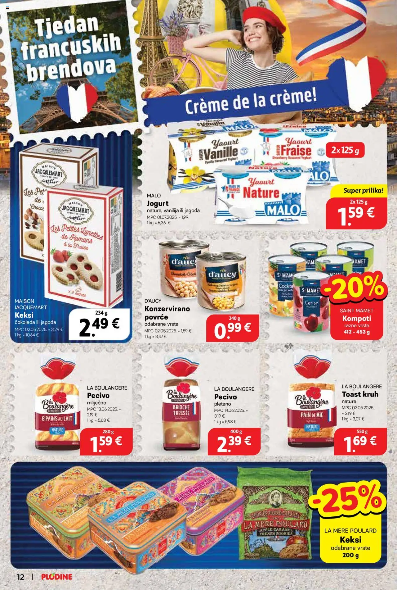 Plodine katalog | vrijedi od 02.07.2025 | Stranica: 12 | Proizvodi: Keksi, Jogurt, Kruh, Povrće