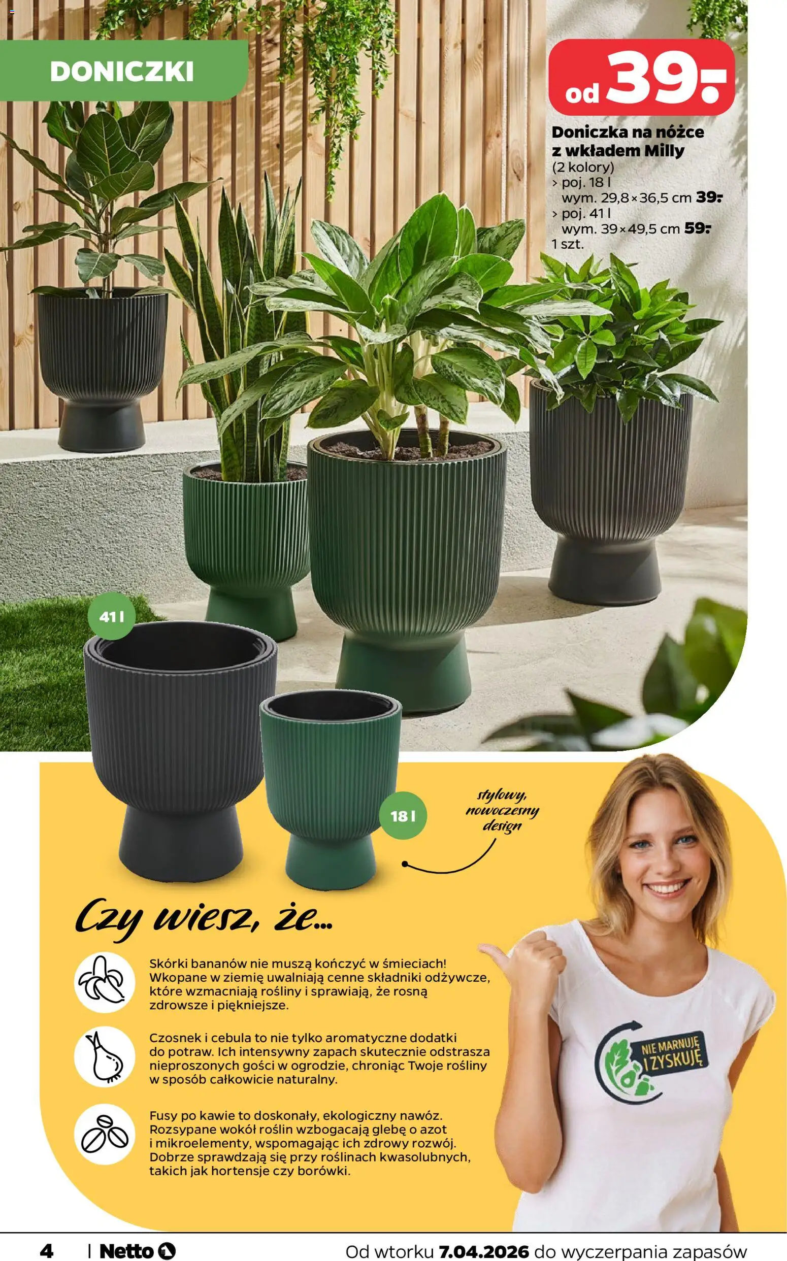 Netto gazetka - Dom i ogród od 07.04.2026 | Strona: 4 | Produkty: Czosnek, Doniczka, Rosliny, Doniczki