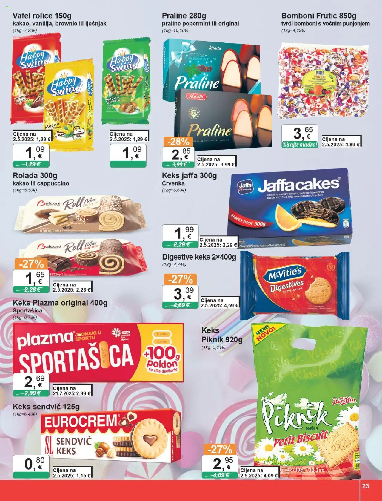 KTC katalog | vrijedi od 14.08.2025 | Stranica: 23 | Proizvodi: Praline, Bomboni, Keks, Kakao