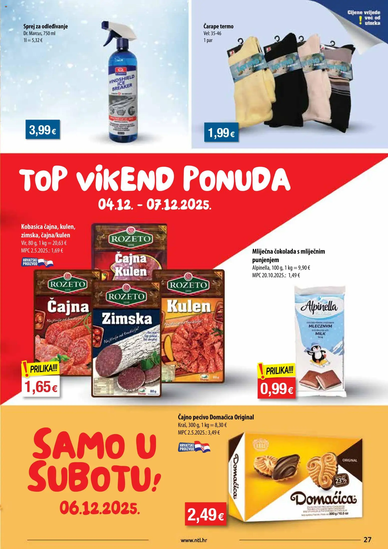 NTL katalog | vrijedi od 03.12.2025 | Stranica: 27 | Proizvodi: Čokolada, Čarape, Kobasica, Kulen
