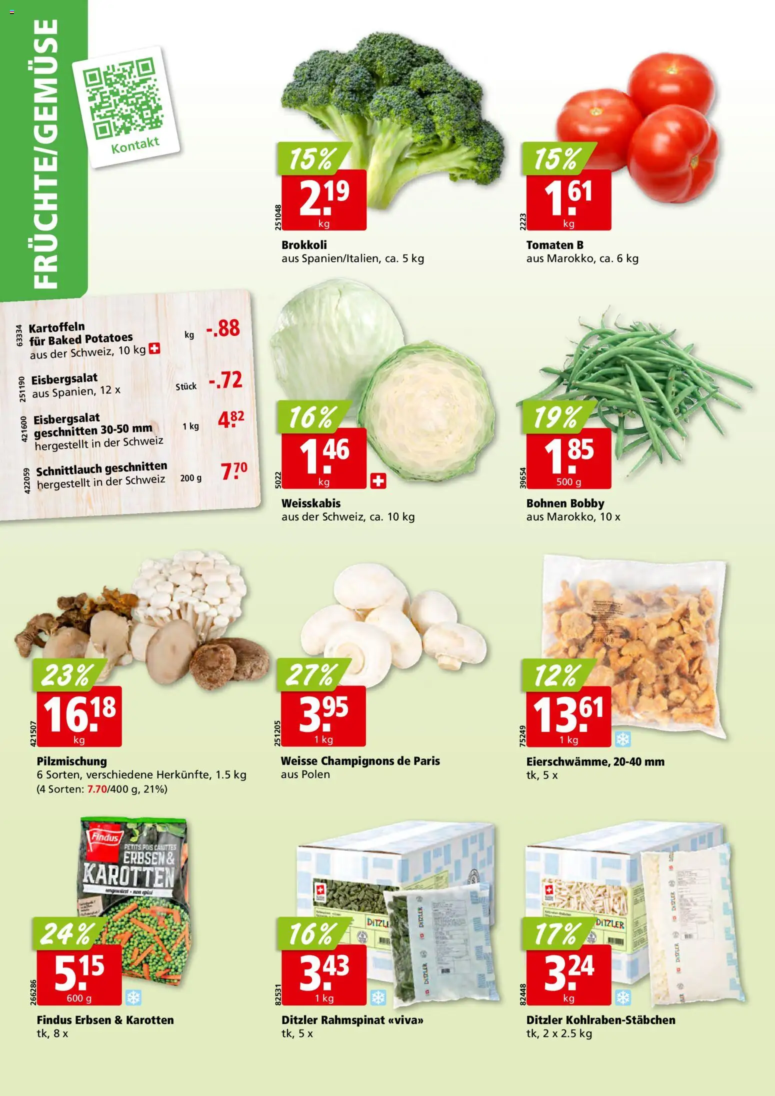 Aligro Aktionen Schlieren, Gossau SG, Frauenfeld, Rapperswil-Jona, Sargans, Bern, Brüttisellen, Pratteln, Emmen, Spreitenbach – gültig ab 01.12.2025 | Seite: 2 | Produkte: Champignons, Tomaten, Erbsen, Kartoffeln